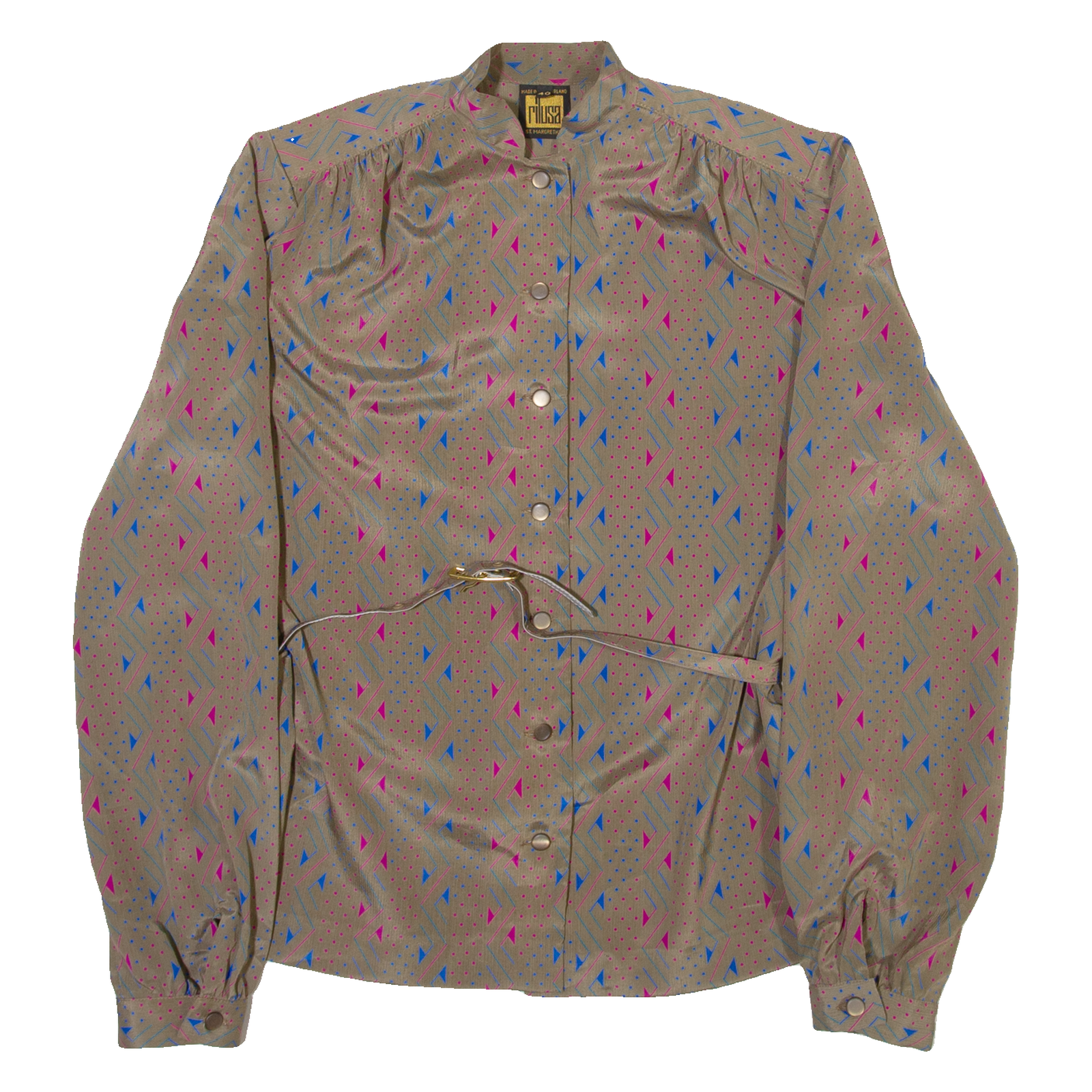 RIL USA Womens Shirt Brown Geometric Long Sleeve M Refurbished - N/A refurbished available on Cerqular
