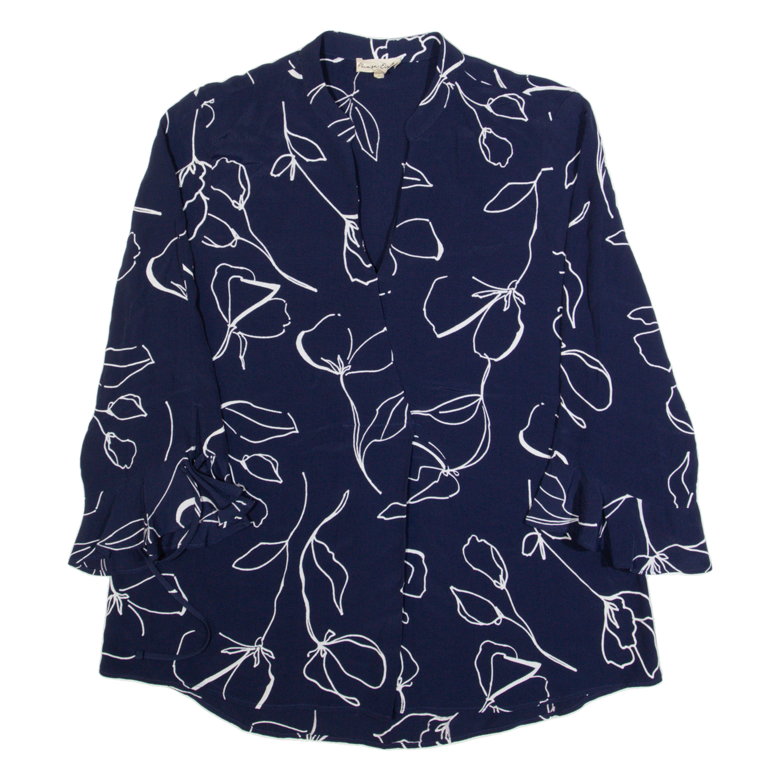 PHASE EIGHT Womens Printed Blouse Blue Long Sleeve Floral UK 12 Refurbished - N/A refurbished available on Cerqular