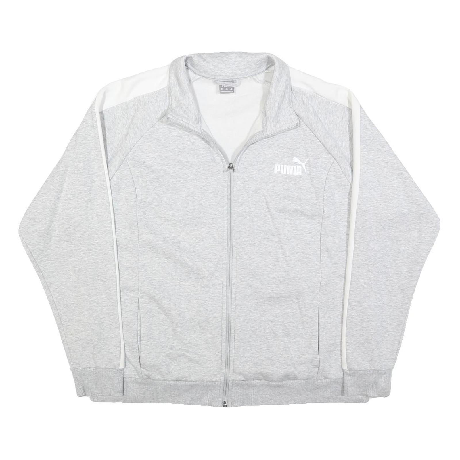PUMA Mens Grey & White Cotton Zip Jacket 2XL Classic Athletic Comfortable Refurbished - N/A refurbished available on Cerqular