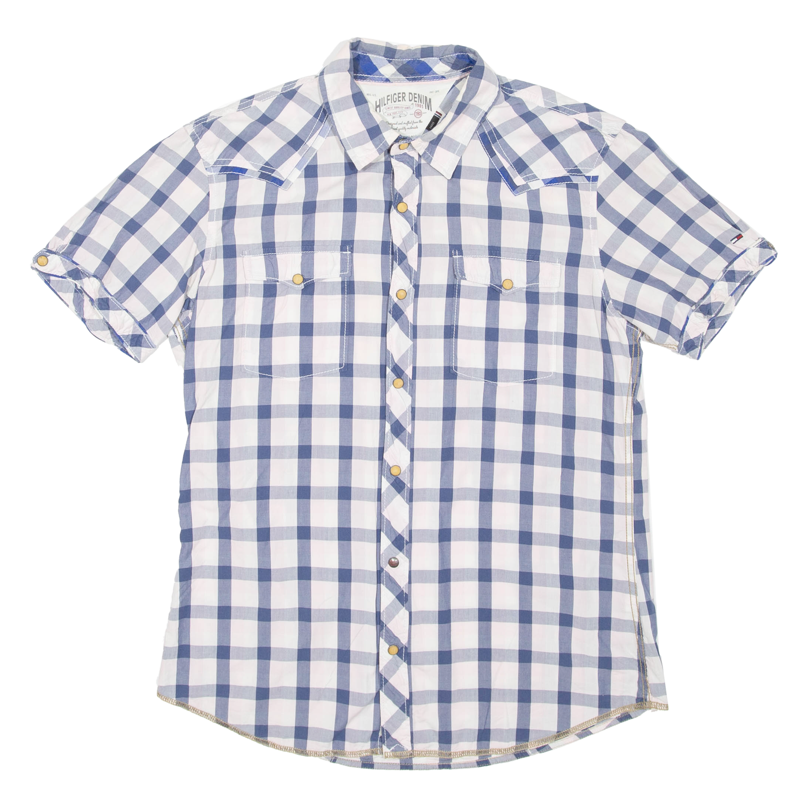 TOMMY HILFIGER Mens Shirt Blue 90s Check L Refurbished - N/A refurbished available on Cerqular