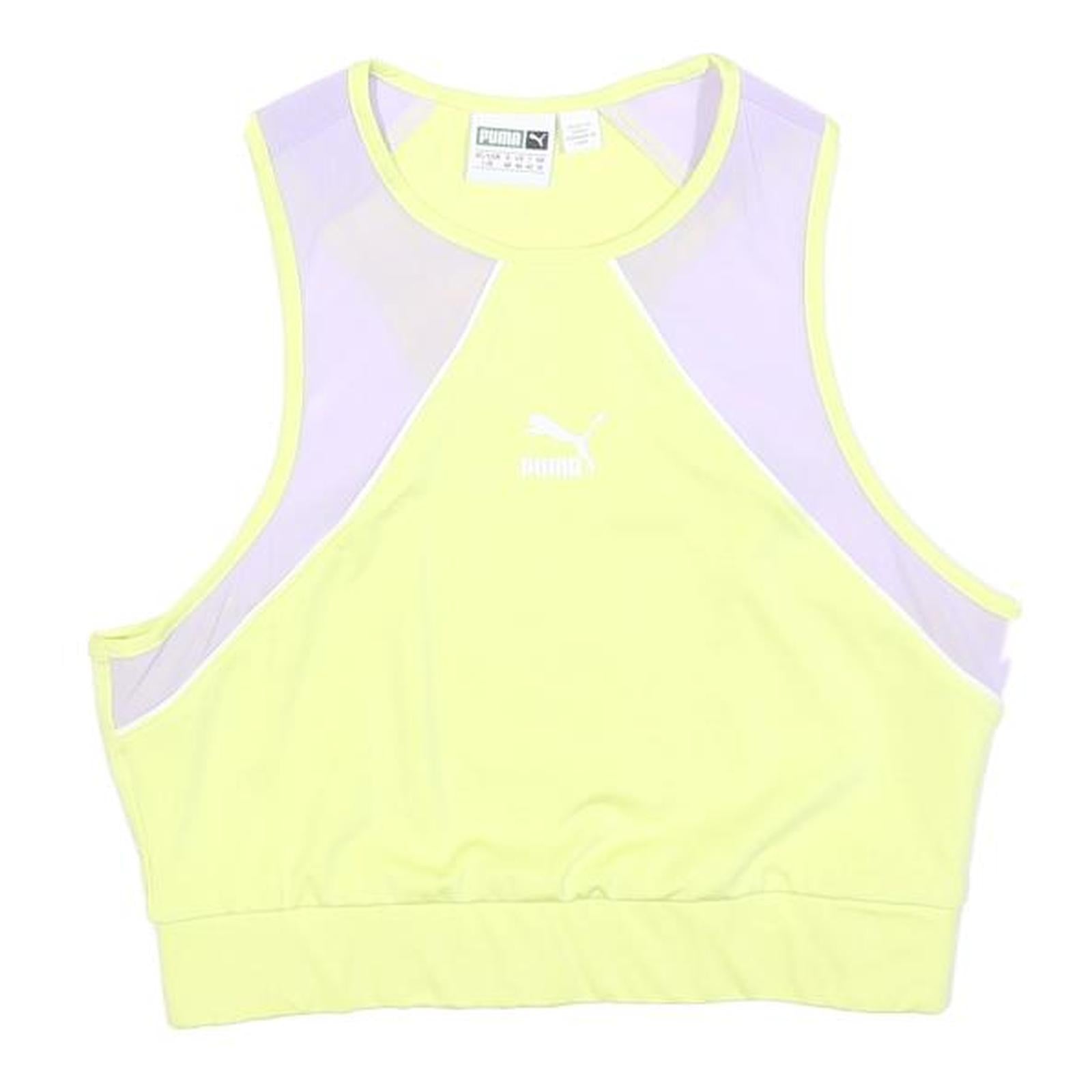 PUMA Womens Yellow & Lilac Sports Top Sleeveless Crew Neck UK 14 Activewear Refurbished - N/A refurbished available on Cerqular