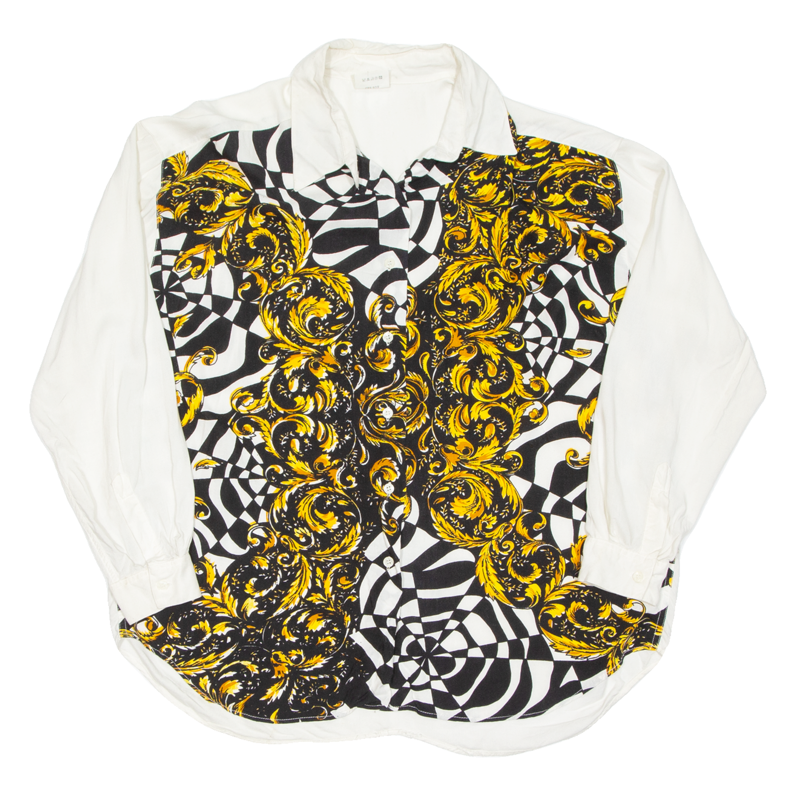 Womens Printed Blouse Gold Long Sleeve Crazy Pattern XL Refurbished - N/A refurbished available on Cerqular