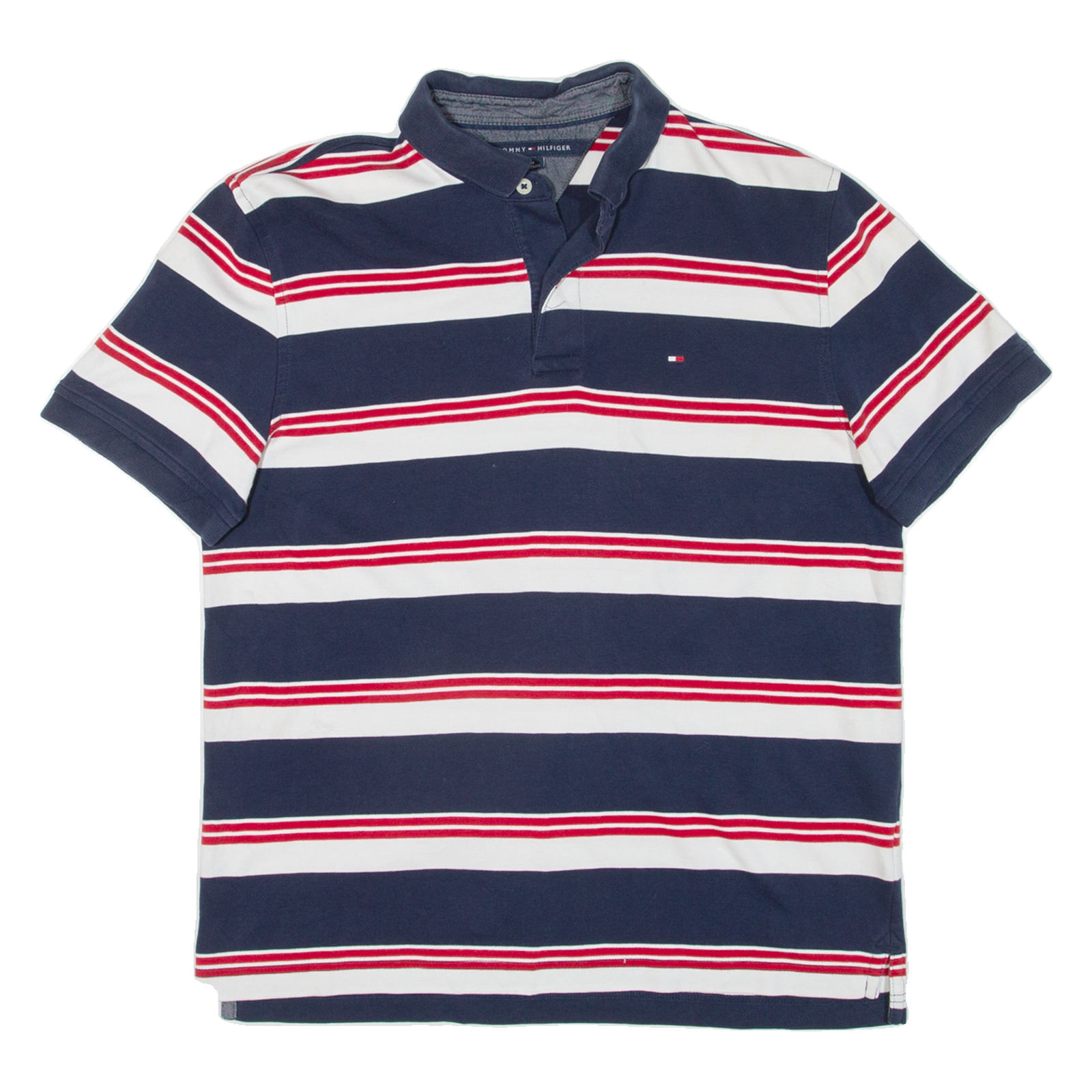 TOMMY HILFIGER Mens Polo Shirt Blue Striped M Refurbished - N/A refurbished available on Cerqular