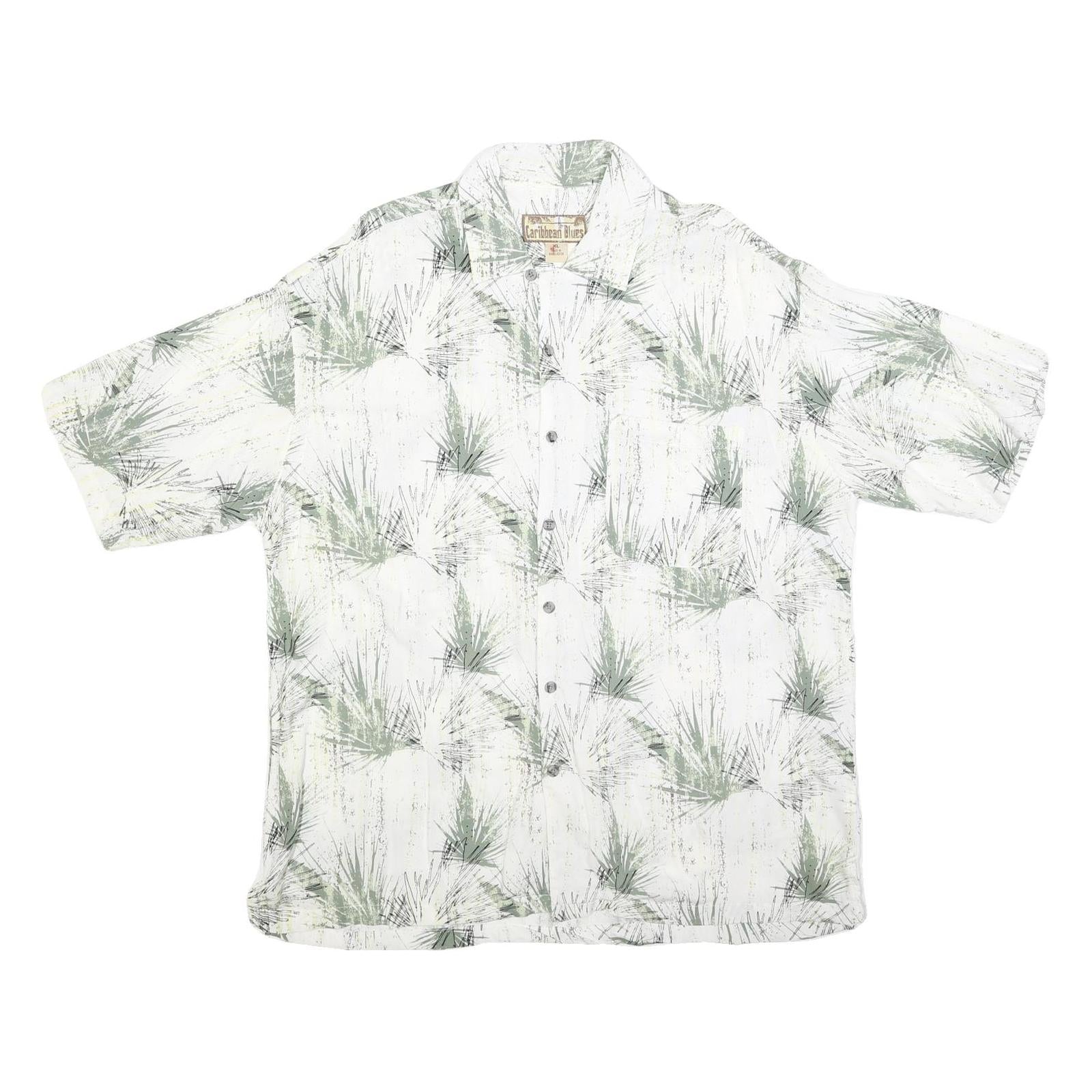 CARIBBEAN BLUES Mens White & Green Pattern Shirt XL Relaxed Fit Lightweight Refurbished - N/A refurbished available on Cerqular