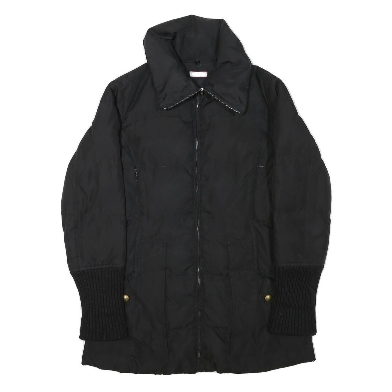MAX&CO Womens Black Jacket S Polyester Blend Plain Zip Button Collar Casual Wear Refurbished - N/A refurbished available on Cerqular