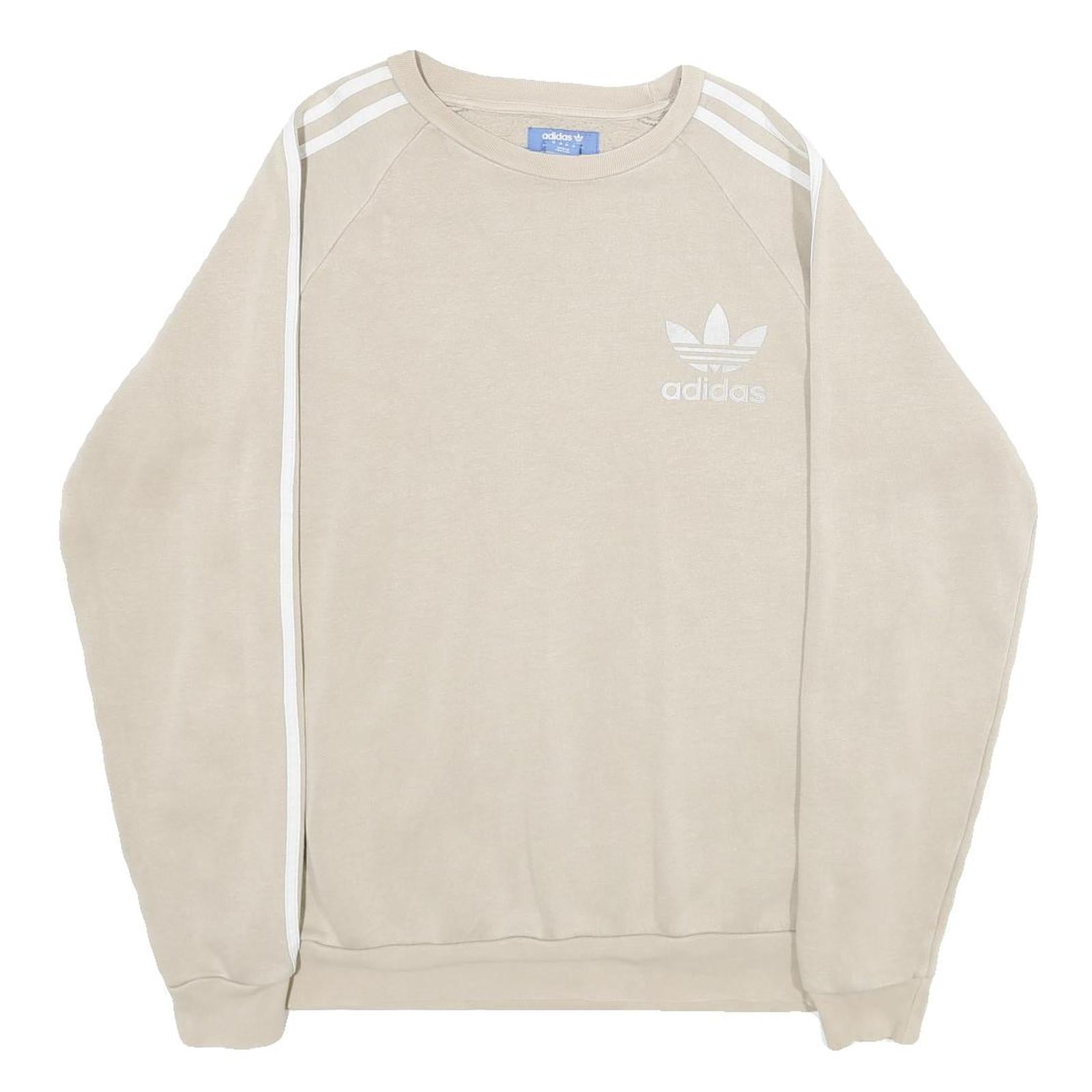 ADIDAS Mens Beige Sweatshirt Crew Neck M Classic 3-Stripes Trefoil Logo Refurbished - N/A refurbished available on Cerqular