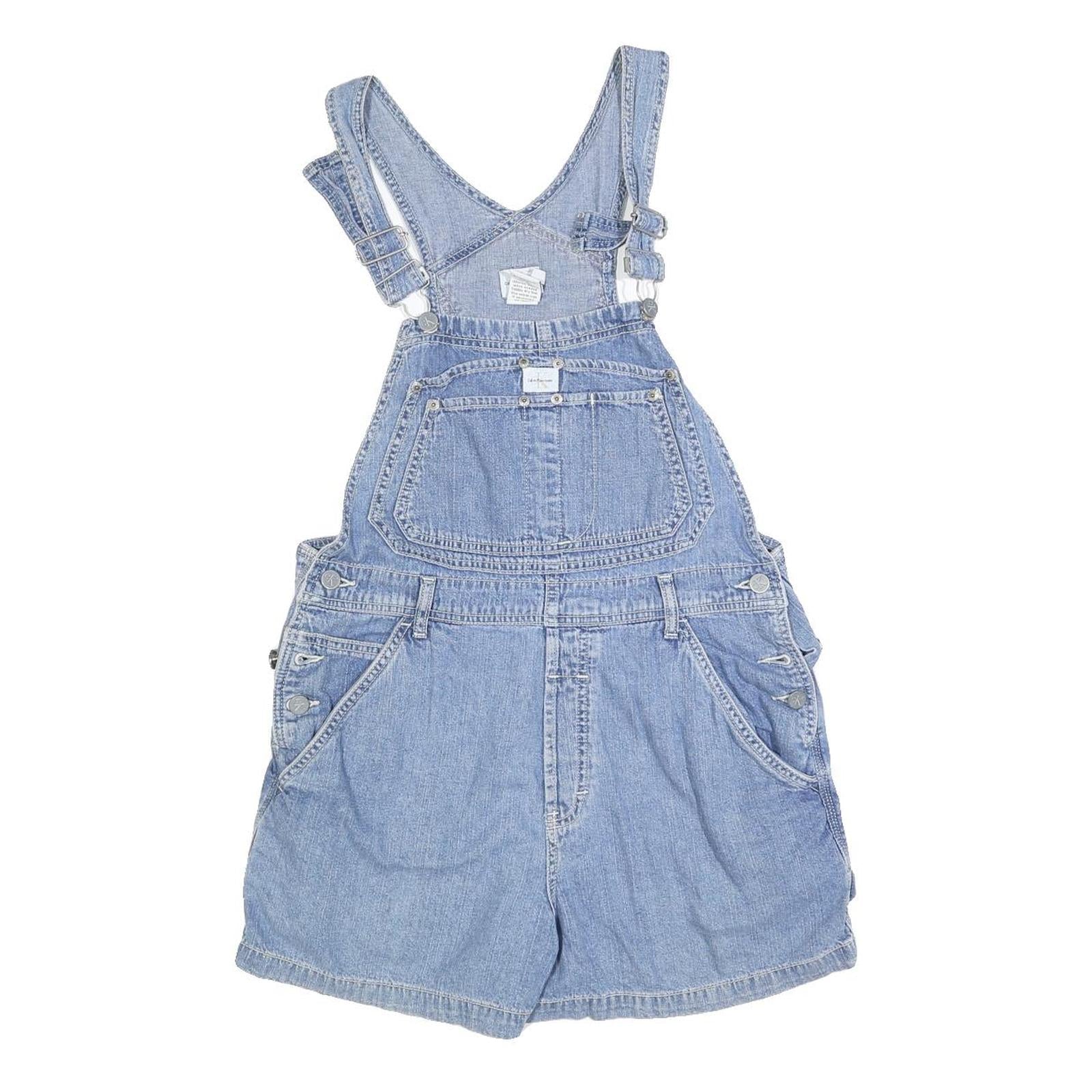 CALVIN KLEIN Womens Blue Cotton Blend Denim Dungarees Regular Fit M W32 L5 Refurbished - N/A refurbished available on Cerqular