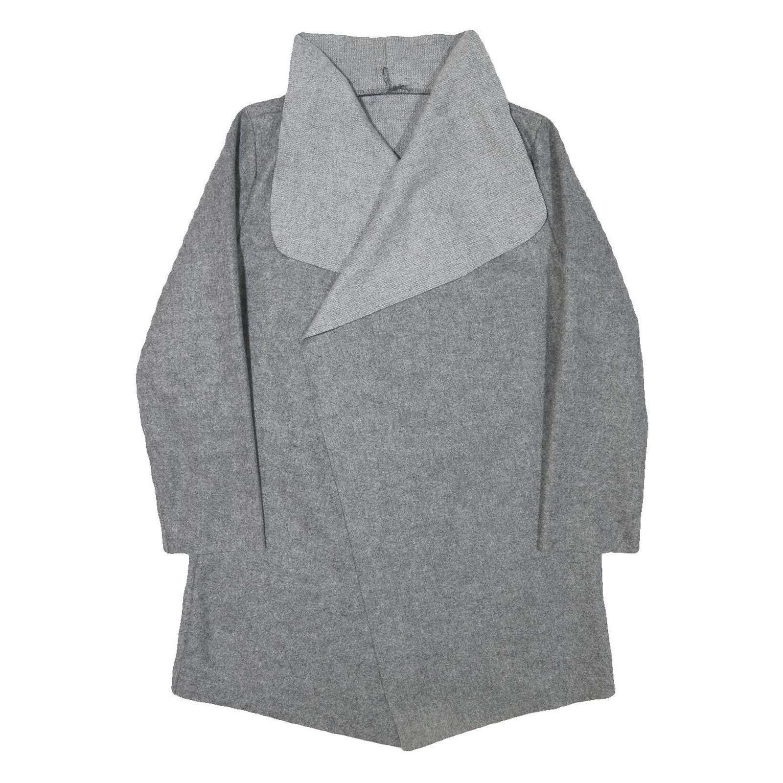 Womens Grey Plain Jacket S Polyester Classic Relaxed Collar Long Sleeve Refurbished - N/A refurbished available on Cerqular