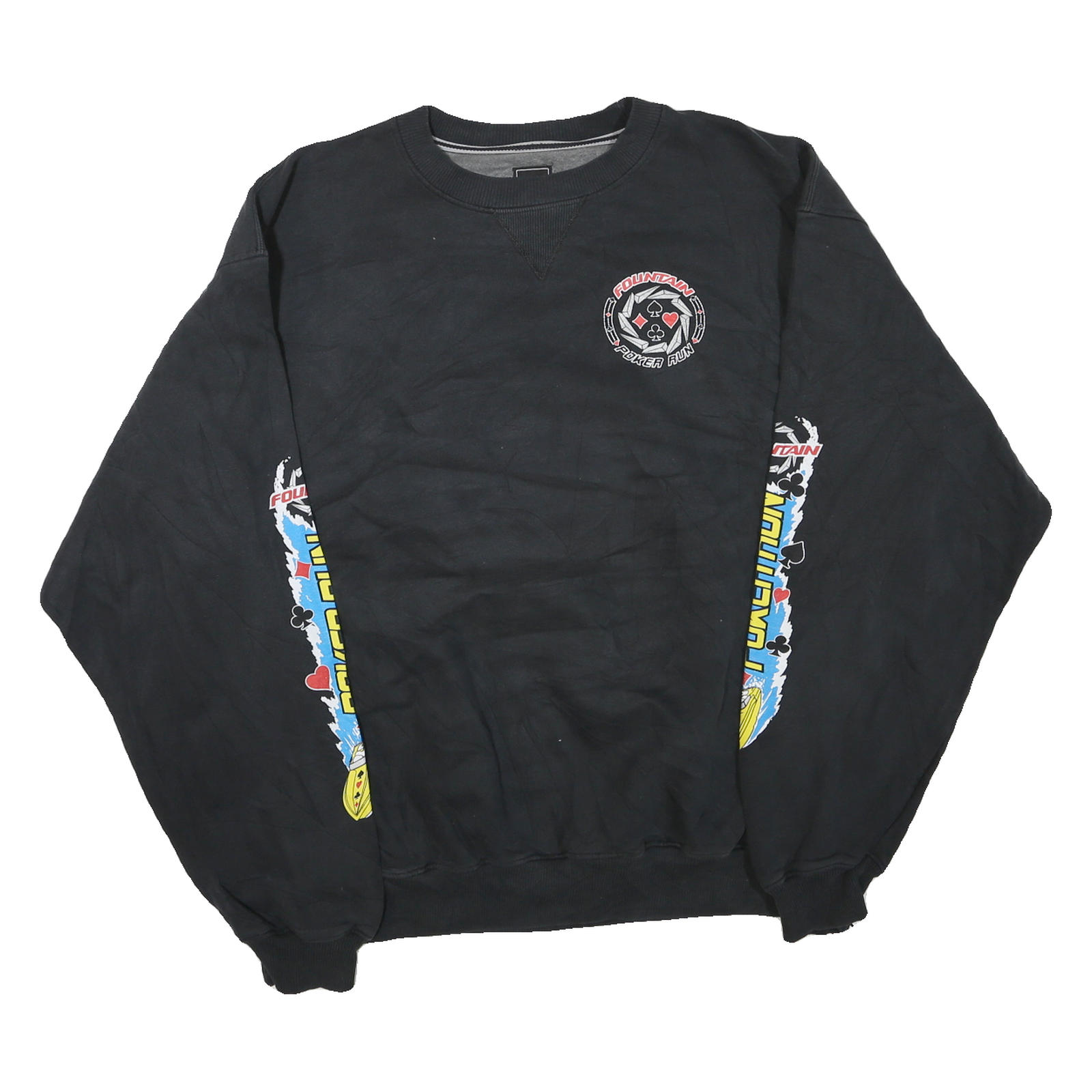 CHAMPION Mens Black Fountain Poker Run Crew Neck XL Cotton Blend Sweatshirt Refurbished - N/A refurbished available on Cerqular