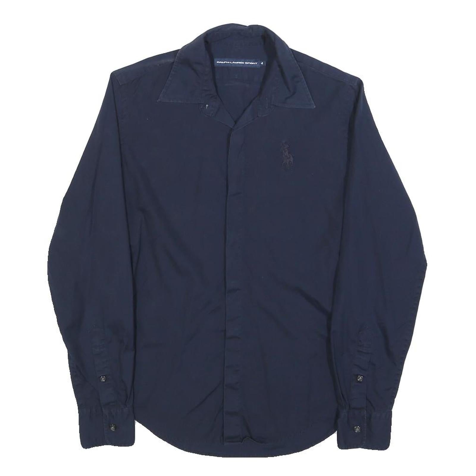 RALPH LAUREN SPORT Womens Blue Slim Shirt S Classic Embroidered Logo Button Refurbished - N/A refurbished available on Cerqular