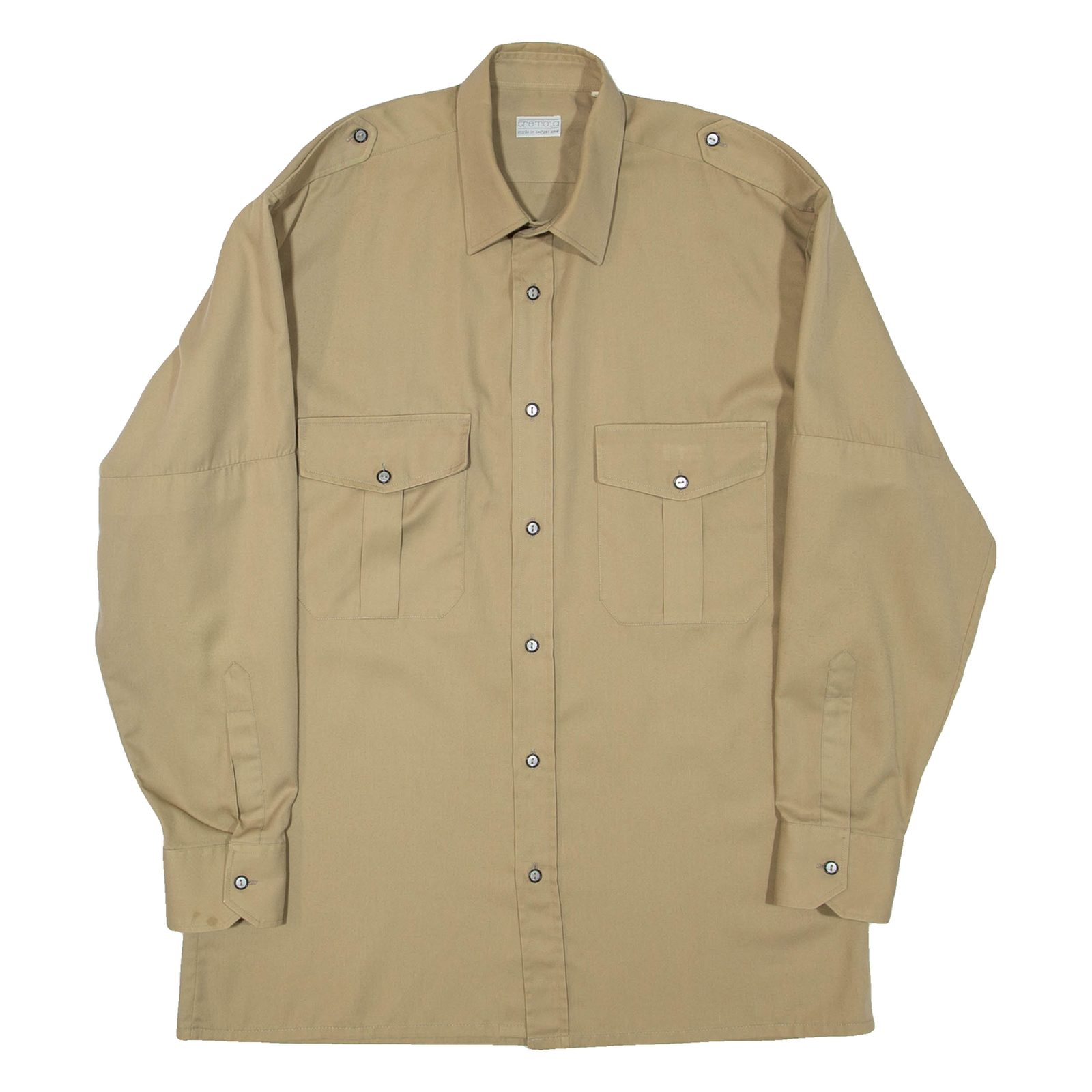 TREMOLA Mens Plain Shirt Beige Long Sleeve L Refurbished - N/A refurbished available on Cerqular