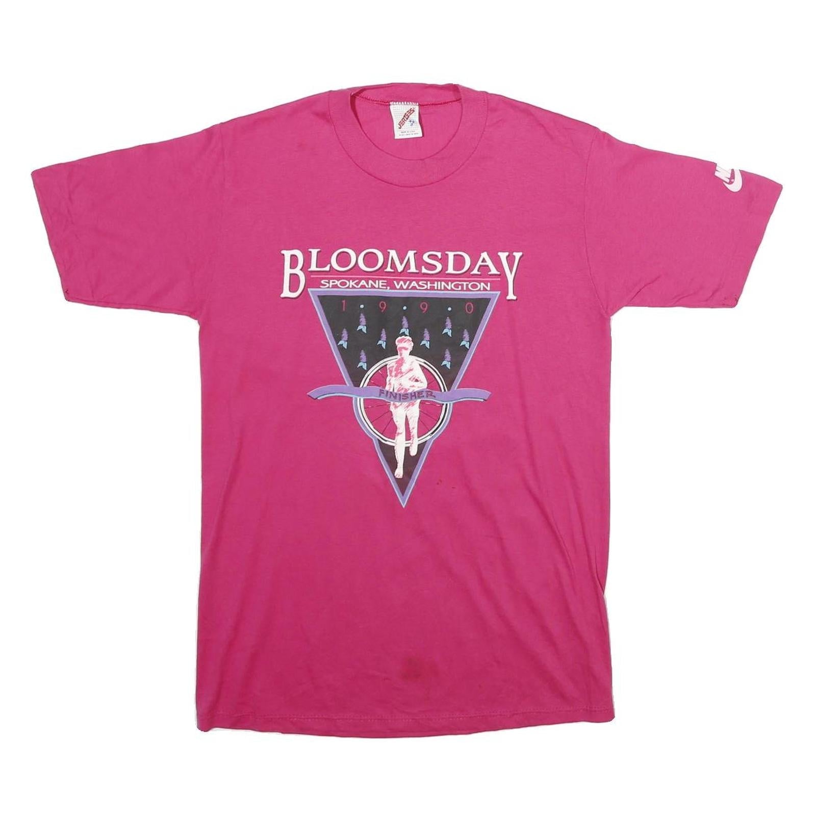 JERZEES Mens Pink Bloomsday Graphic T-Shirt M Short Sleeve Crew Neck Finisher Refurbished - N/A refurbished available on Cerqular