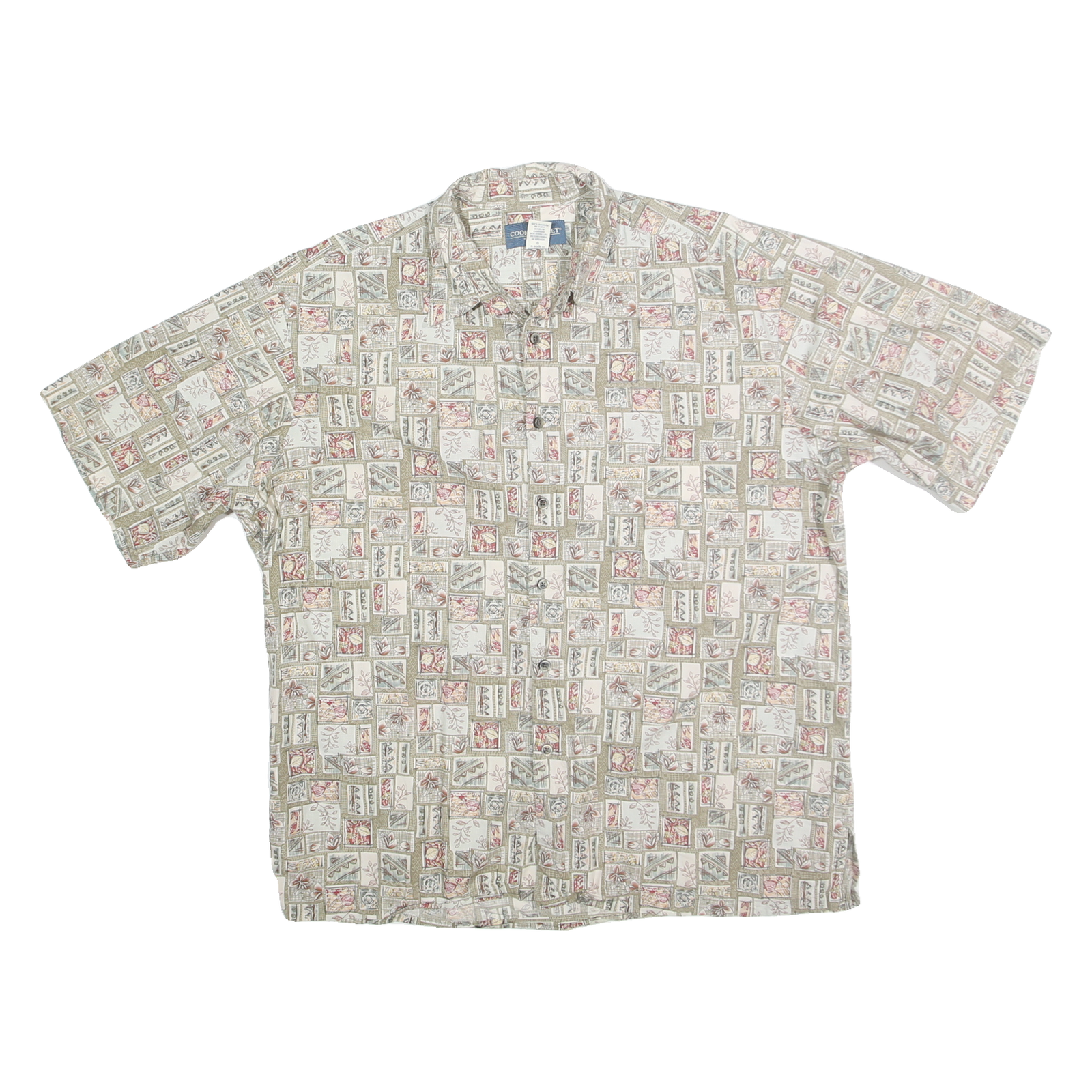COOKE STREET Mens Beige & Red Pattern Cotton Blend Shirt L Casual Summer Style Refurbished - N/A refurbished available on Cerqular