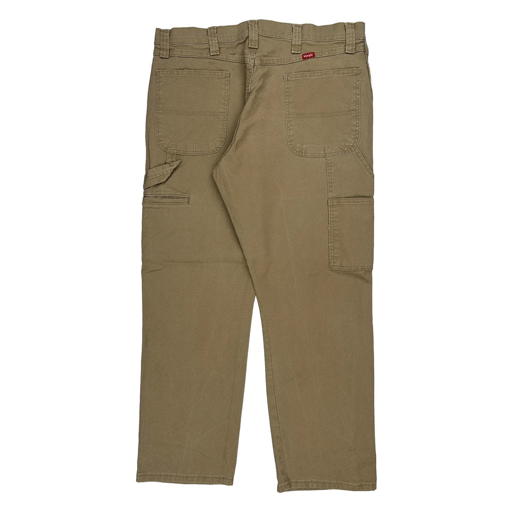 Wrangler Carpenter Trousers - 37W 30L Khaki Cotton Refurbished - Thrifted (note: this is a term often used to describe second- refurbished available on Cerqular
