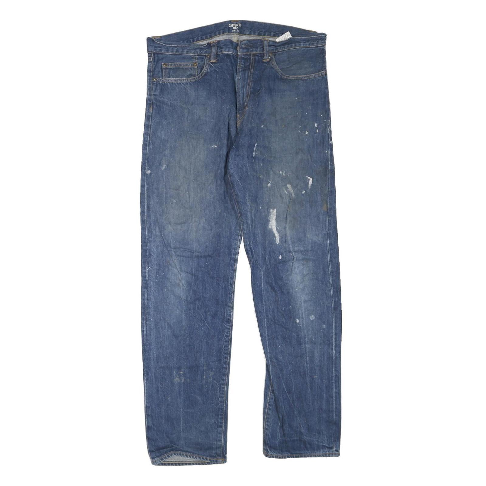 CARHARTT Mens Regular Fit Blue Denim Jeans W34 L32 Classic Zip Closure Workwear Refurbished - N/A refurbished available on Cerqular