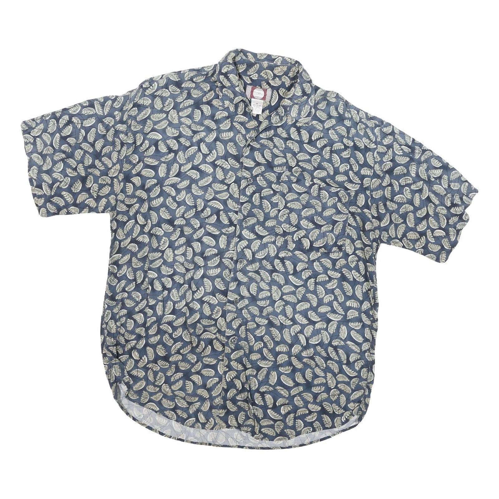 CHIAMARE Mens Blue & White Floral Rayon Shirt M Summer Casual Button Refurbished - N/A refurbished available on Cerqular