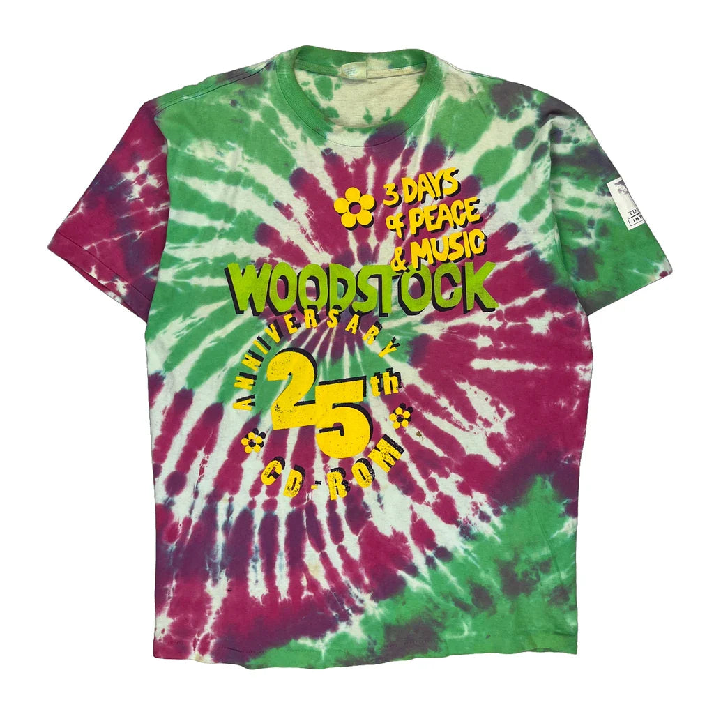 Woodstock 25Th Anniversary Bay Club Single Stitch T-Shirt - 2XL Multicoloured Cotton Refurbished - Thrifted (note: this is a term often used to describe second- refurbished available on Cerqular