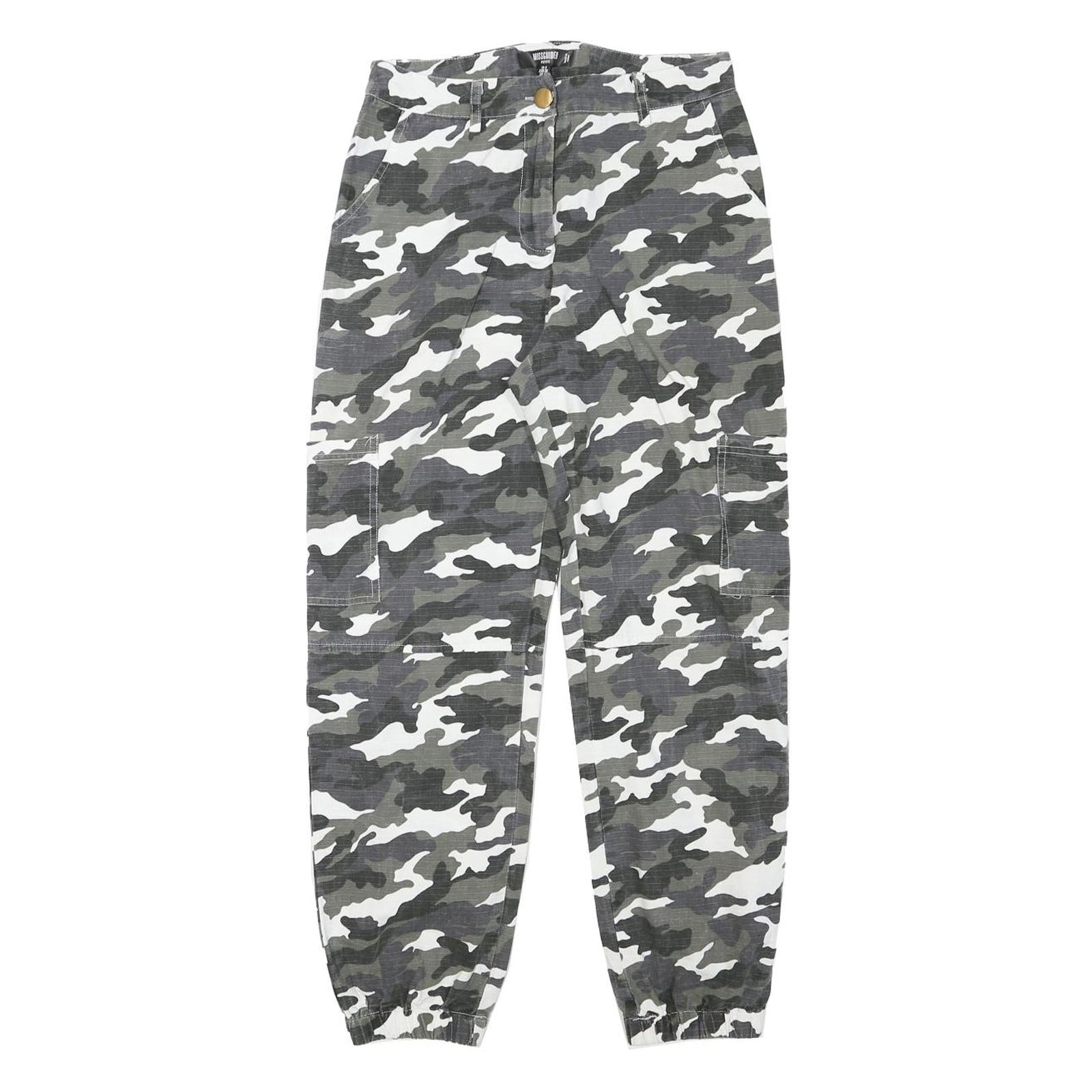 Buy MISSGUIDED Womens Cotton Blend Grey & White Camouflage Relaxed Tapered Trousers Refurbished - $23.39 MISSGUIDED Womens Cotton Blend Grey & White Camouflage Relaxed Tapered Trousers Refurbished - N/A refurbished available on Cerqular