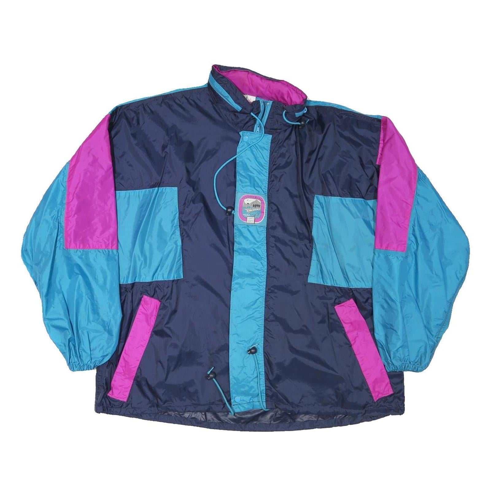 Mens Blue & Purple Nylon Classic Jacket M Zip Retro Shell Windbreaker Colorblock Refurbished - N/A refurbished available on Cerqular