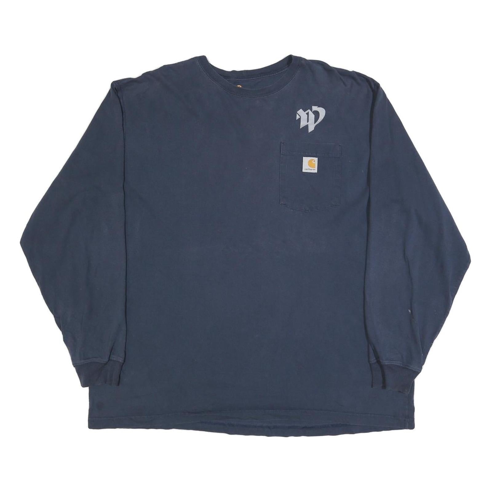 CARHARTT Mens Navy Blue Long Sleeve Crew Neck XL Western Pneumatics Logo Cotton Refurbished - N/A refurbished available on Cerqular