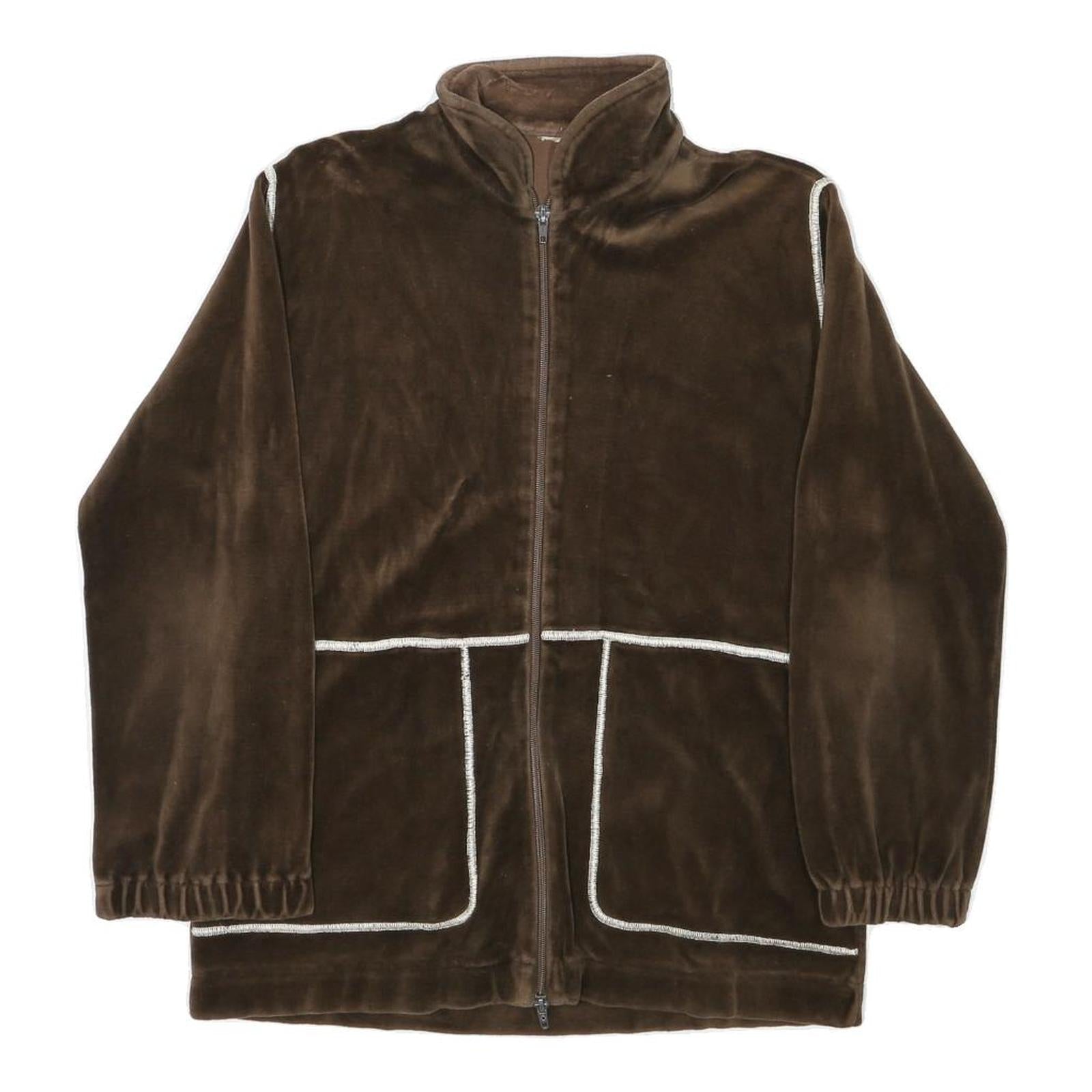Womens Brown Plain Zip-Up Polyester Blend Jacket M Casual Comfortable Winter Refurbished - N/A refurbished available on Cerqular