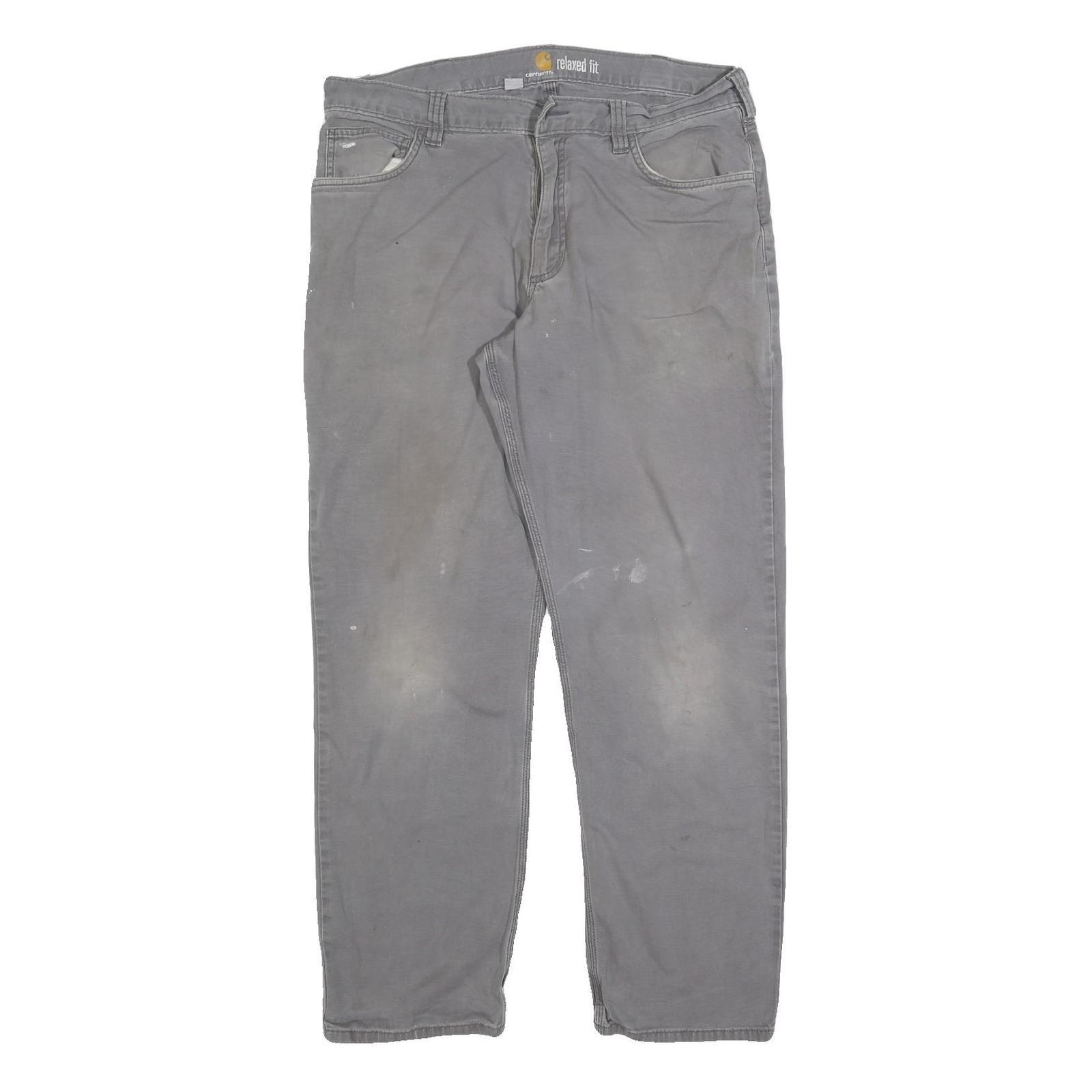 CARHARTT Mens Grey Relaxed Fit Straight Denim Jeans Zip W36 L32 Durable Workwear Refurbished - N/A refurbished available on Cerqular