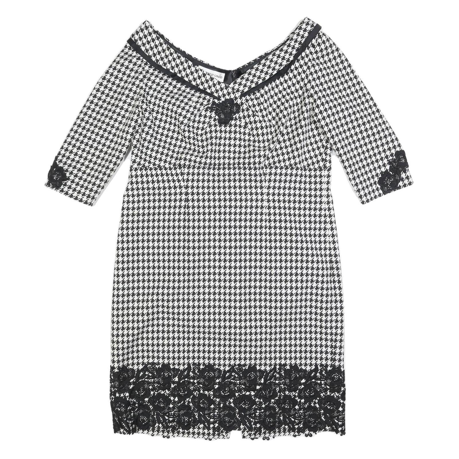 Buy DEFENSE UNIE Womens Black & White Houndstooth Shift Polyester Blend 3/4 Sleeve Refurbished - $27.29 DEFENSE UNIE Womens Black & White Houndstooth Shift Polyester Blend 3/4 Sleeve Refurbished - N/A refurbished available on Cerqular