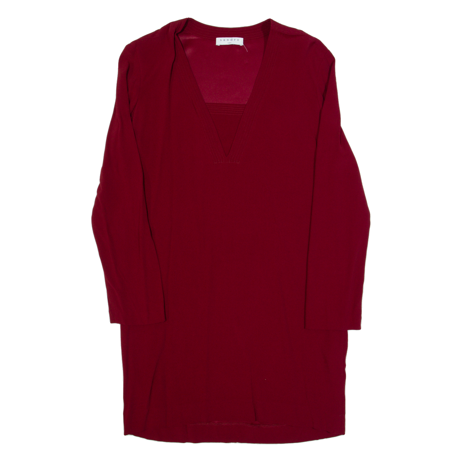 SANDRO Womens Shift Dress Red Long Sleeve Knee Length S Refurbished - N/A refurbished available on Cerqular