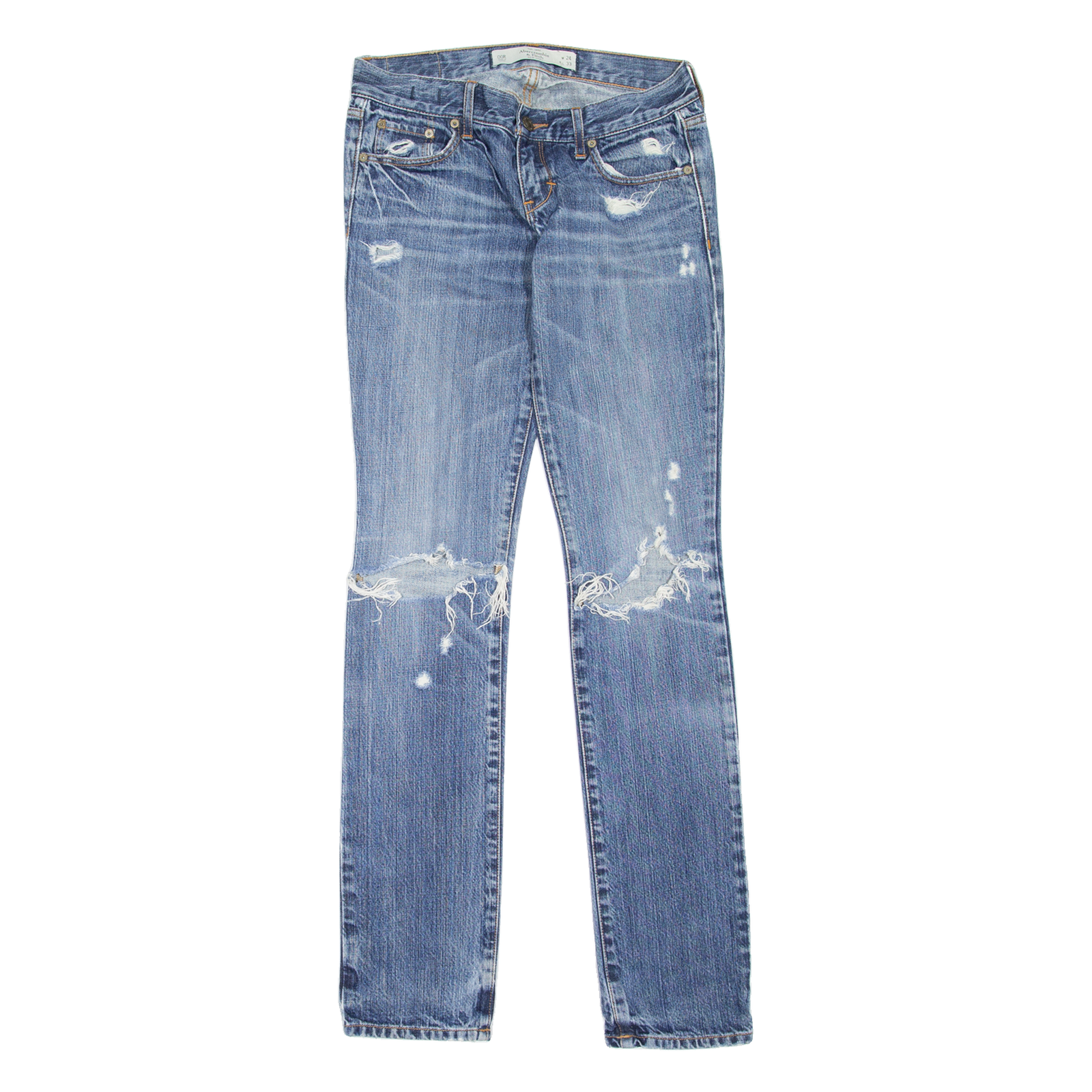 HOLLISTER Erin Distressed Womens Jeans Blue Slim Skinny Stone Wash W24 L33 Refurbished - N/A refurbished available on Cerqular