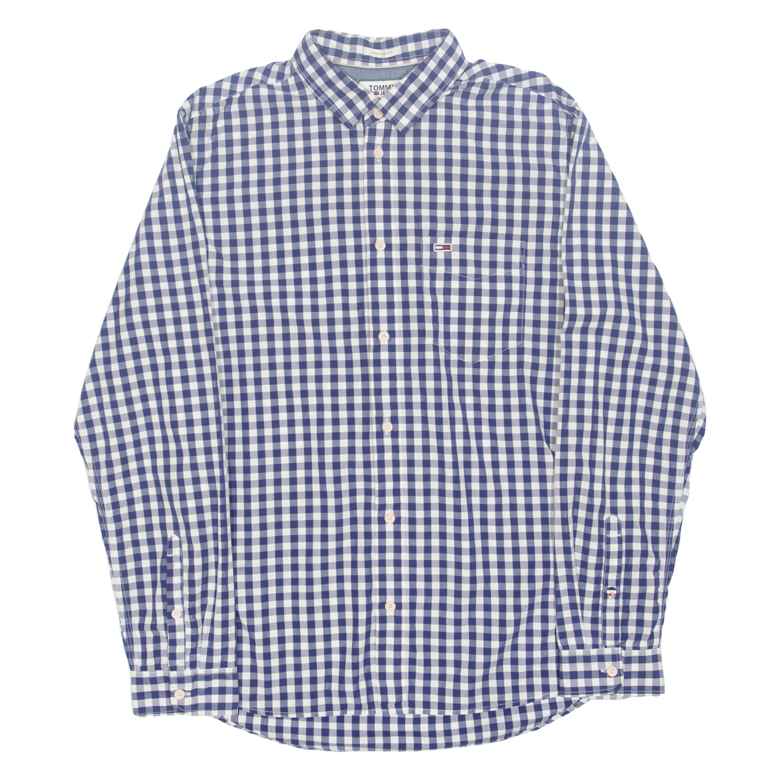 TOMMY HILFIGER Regular Fit Mens Shirt Blue Check Long Sleeve M Refurbished - N/A refurbished available on Cerqular