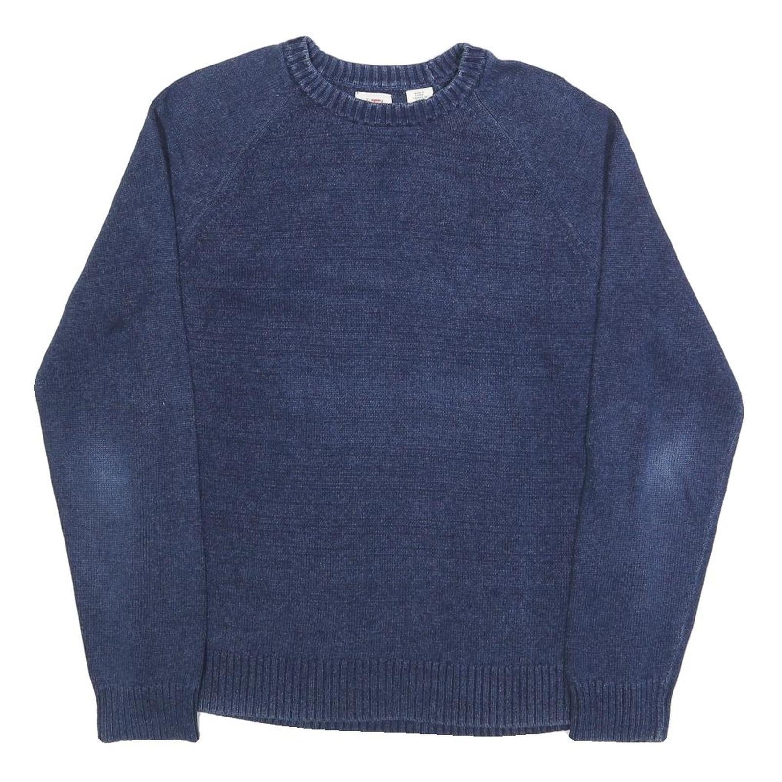 LEVI'S Mens Blue Plain Cotton Crew Neck Basic Knit Jumper M Casual Wear Refurbished - N/A refurbished available on Cerqular