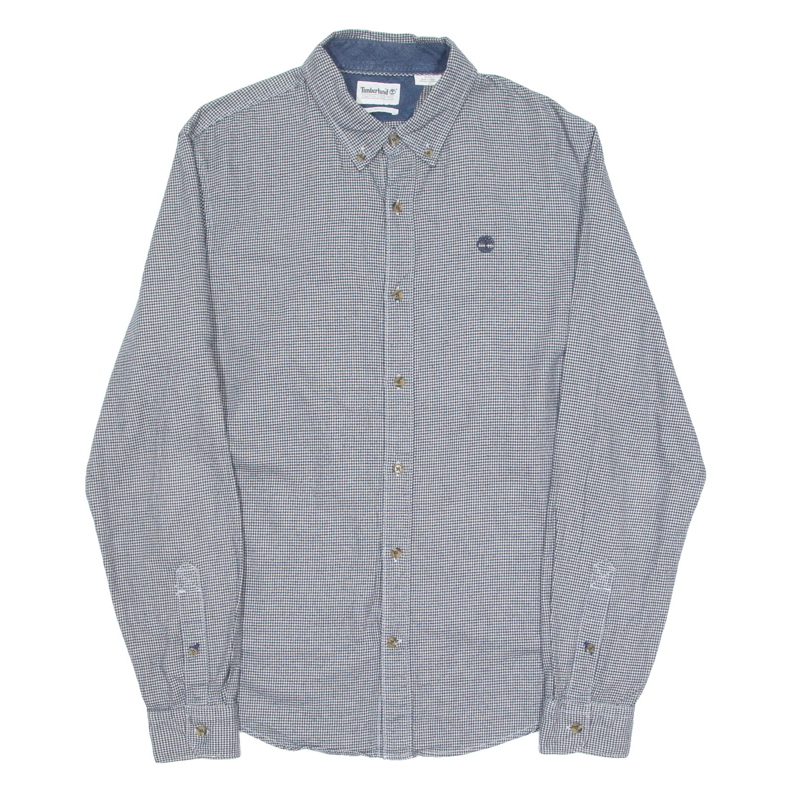 TIMBERLAND Slim Fit Mens Shirt Blue Houndstooth Long Sleeve M Refurbished - N/A refurbished available on Cerqular
