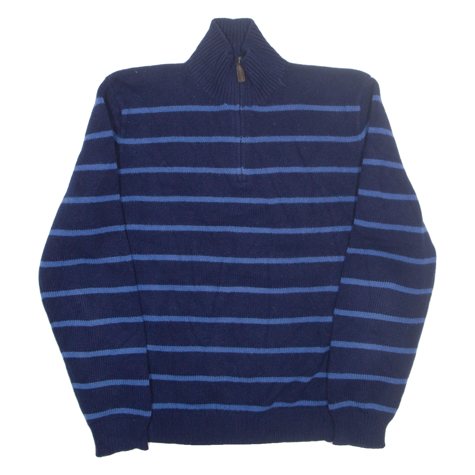POLO RALPH LAUREN Mens Patterned Jumper Blue Striped 1/4 Zip Tight Knit Wool L Refurbished - N/A refurbished available on Cerqular