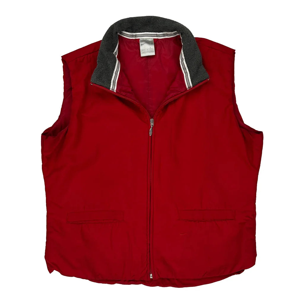 Age 11-12 Nike Gilet - Medium Red Polyester Refurbished - Thrifted (note: this is a term often used to describe second- refurbished available on Cerqular