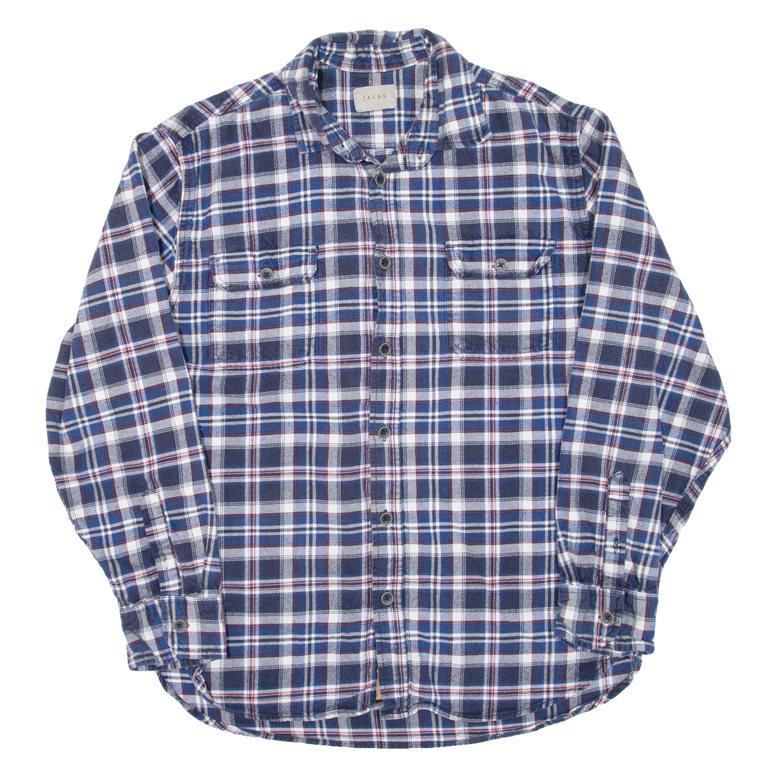 JACHS Mens Flannel Shirt Blue Check Long Sleeve L Refurbished - N/A refurbished available on Cerqular