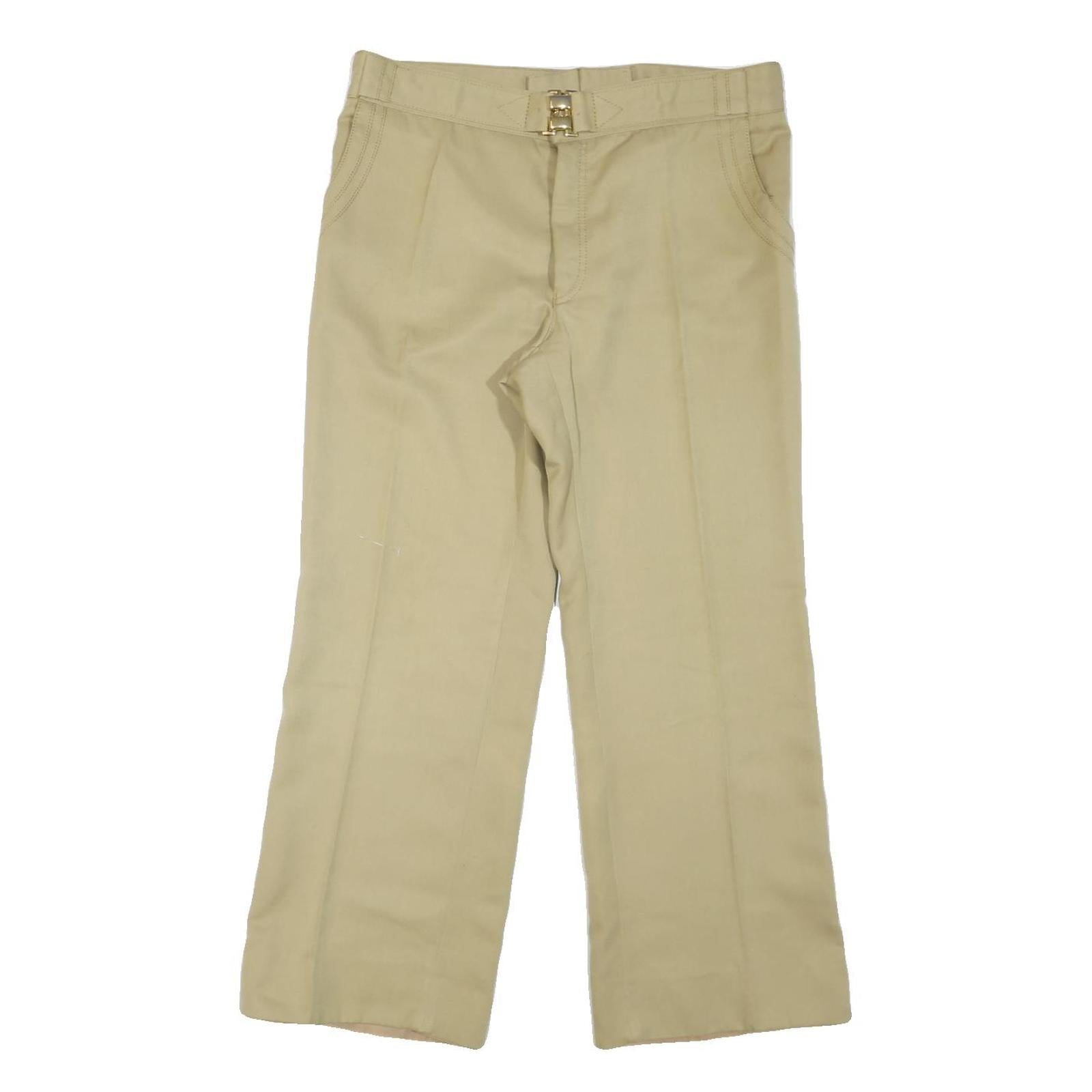 GOLDEN STYLE Mens Cotton Blend Beige Relaxed Wide-Leg Trousers W36 L28 Casual Refurbished - N/A refurbished available on Cerqular