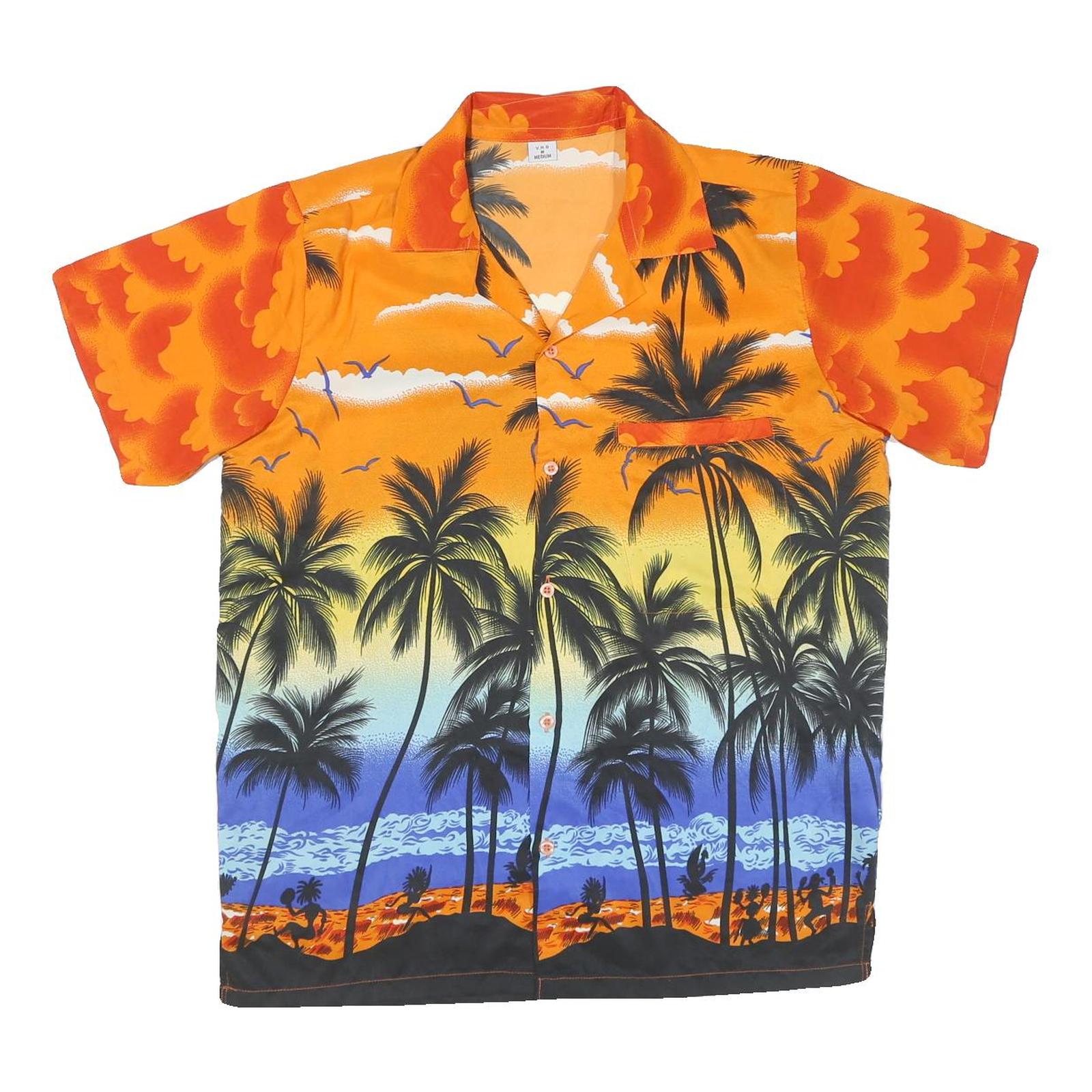 Buy Mens Orange & Black Tropical Palm Print Short Sleeve Shirt M Summer Beachwear Refurbished - $19.49 Mens Orange & Black Tropical Palm Print Short Sleeve Shirt M Summer Beachwear Refurbished - N/A refurbished available on Cerqular
