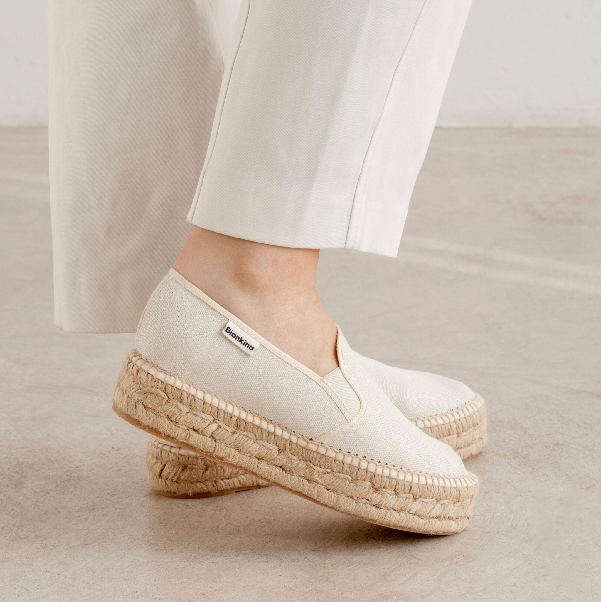 Palma Canvas Espadrille Platform Slip On - Beige | Select Size: 9.5 US (41EU) | Color: Beige Tan Refurbished - N/A refurbished available on Cerqular