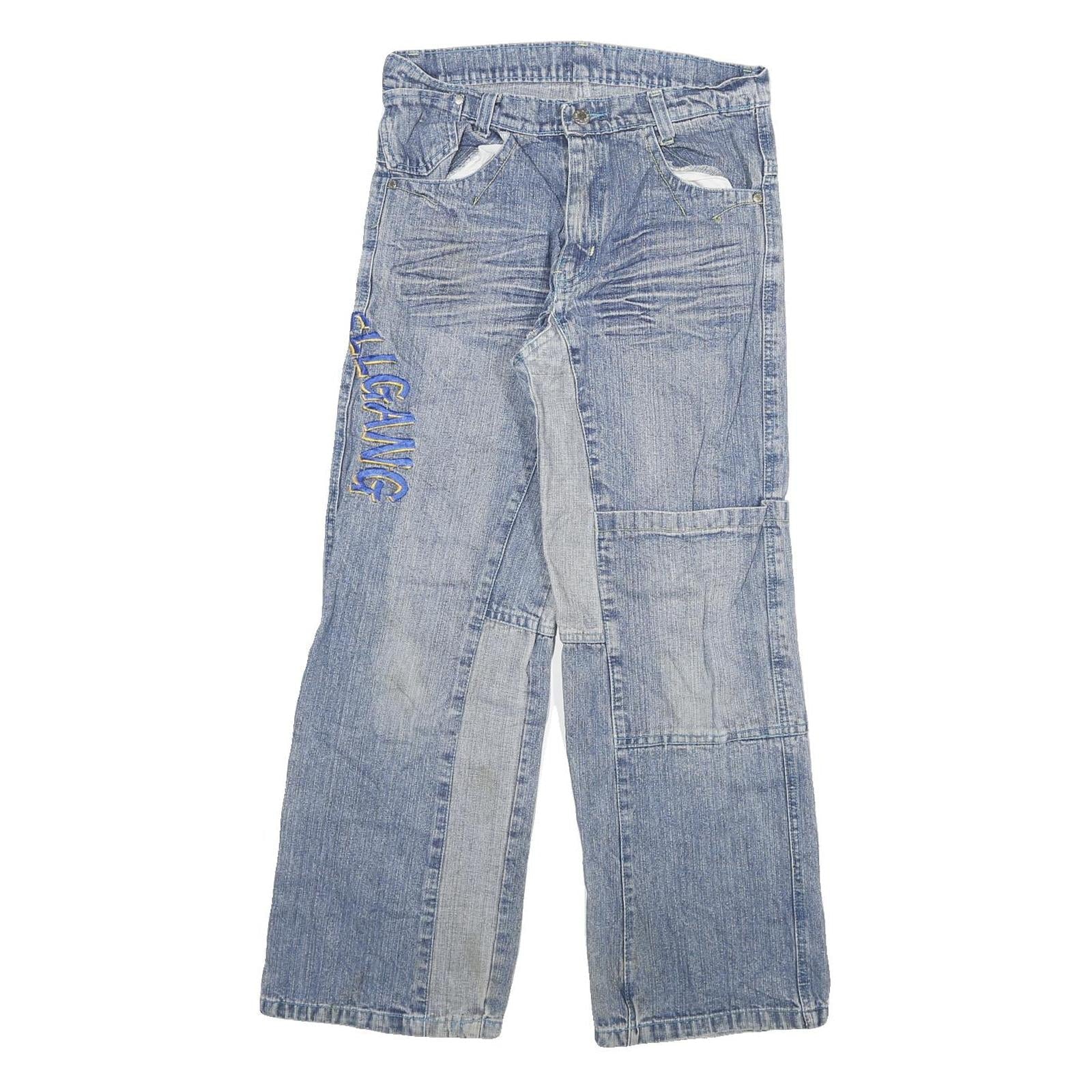 Womens Blue Denim Regular Fit Straight Leg Jeans W28 L29 Patchwork Zip Refurbished - N/A refurbished available on Cerqular