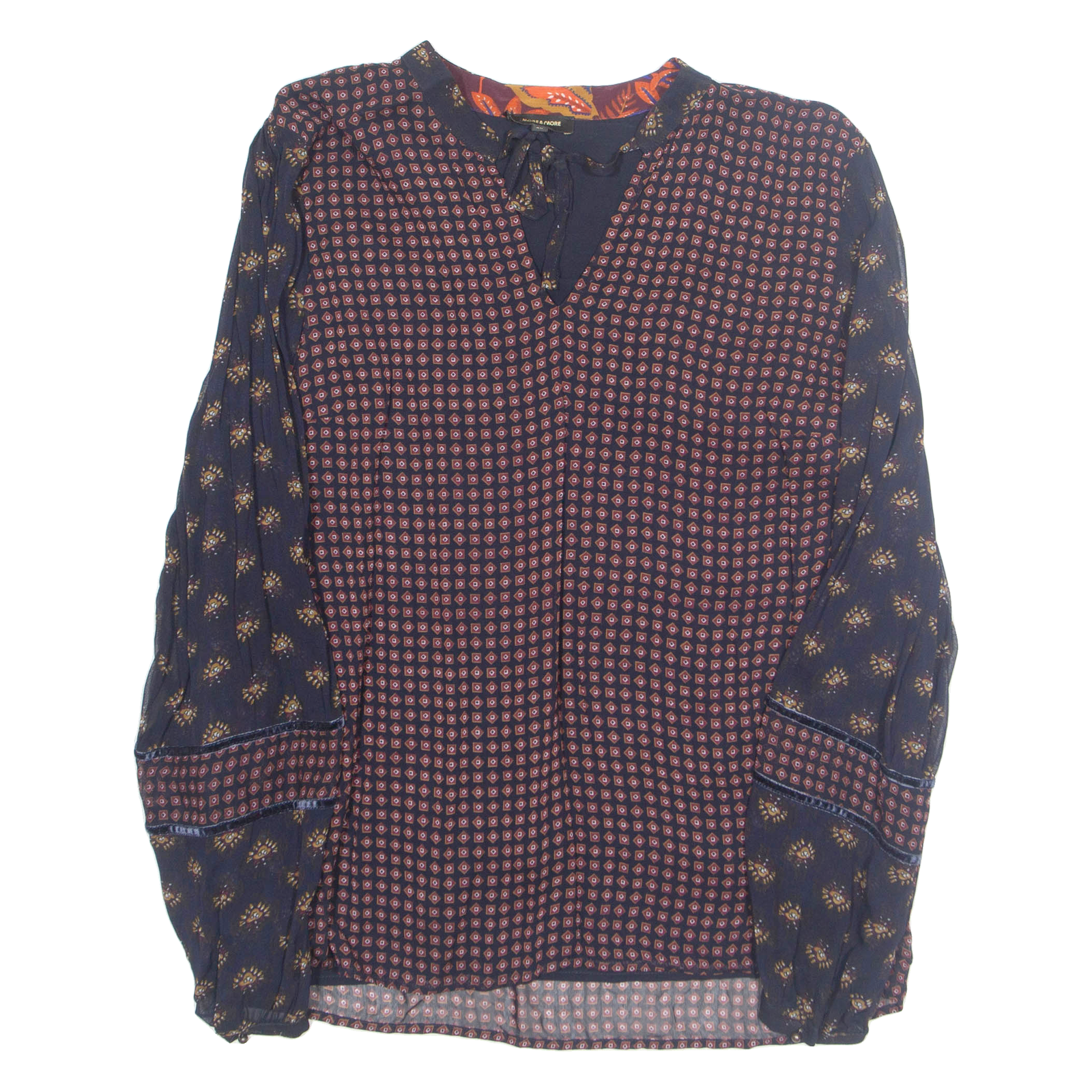 MORE&MORE Womens Printed Blouse Blue Long Sleeve Crazy Pattern M Refurbished - N/A refurbished available on Cerqular