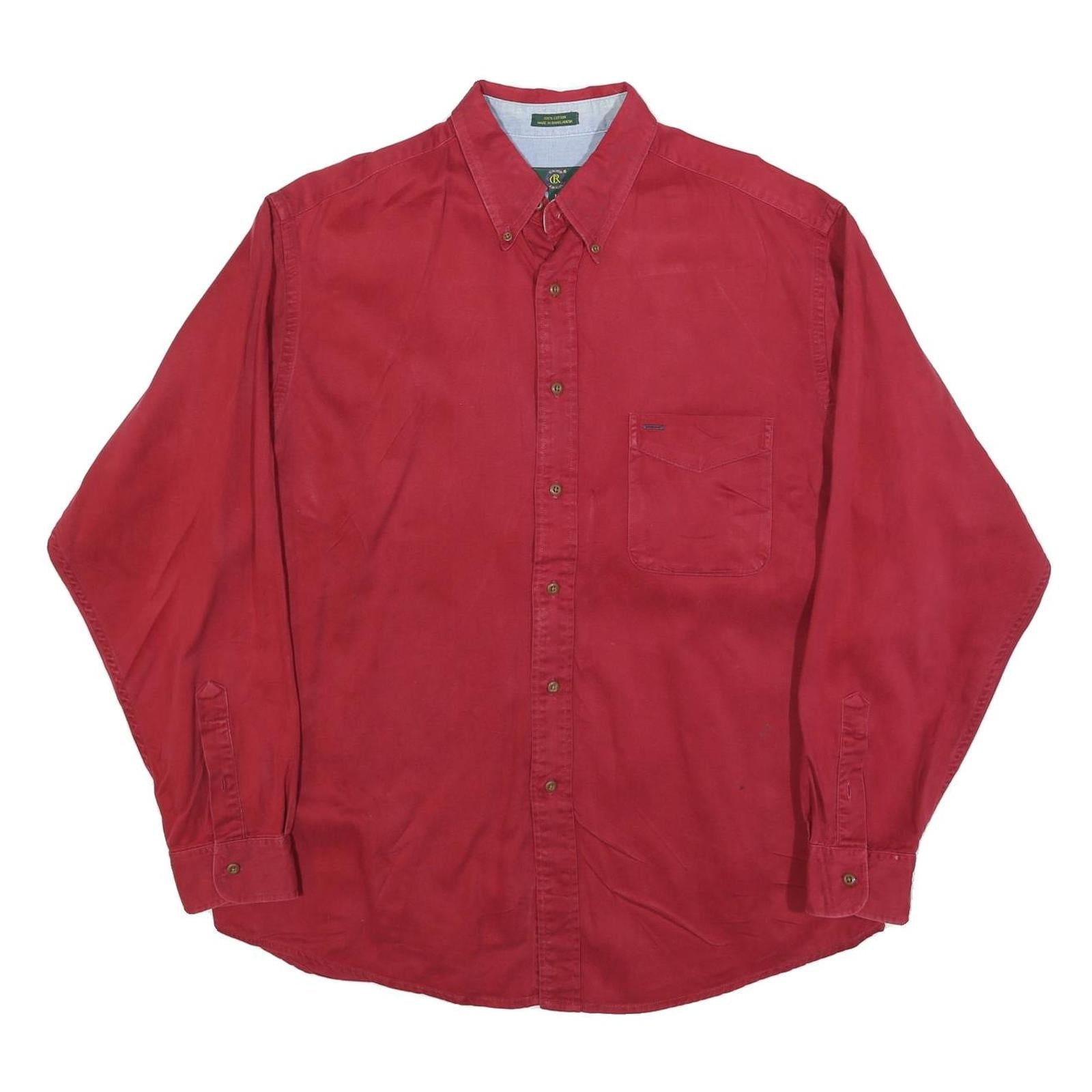 CLUB ROOM Mens Red Shirt L Button-Down Cotton Blend Casual Classic Fit Refurbished - N/A refurbished available on Cerqular
