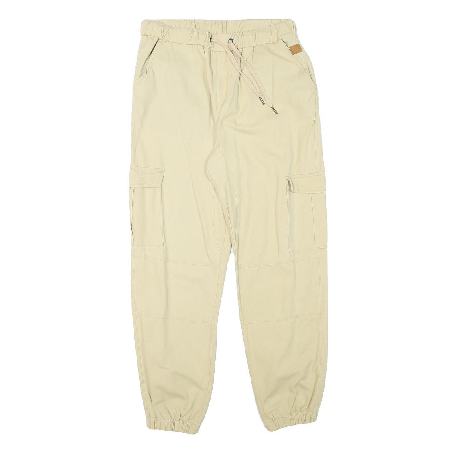 Womens Relaxed Beige Cargo Trousers Drawstring W28 L26 Cotton Blend Casual Refurbished - N/A refurbished available on Cerqular