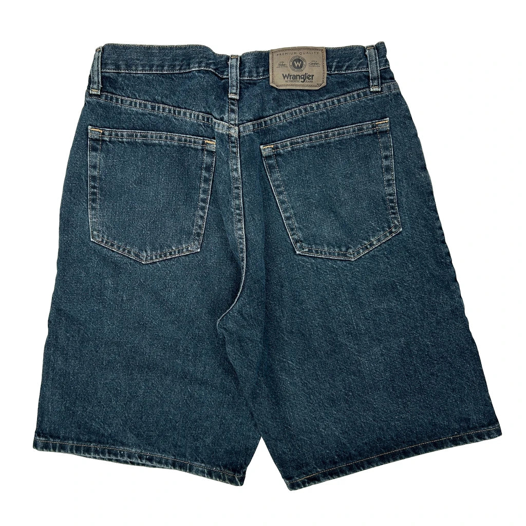 Wrangler Denim Shorts - 31W 10L Dark Wash Cotton Refurbished - Thrifted (note: this is a term often used to describe second- refurbished available on Cerqular