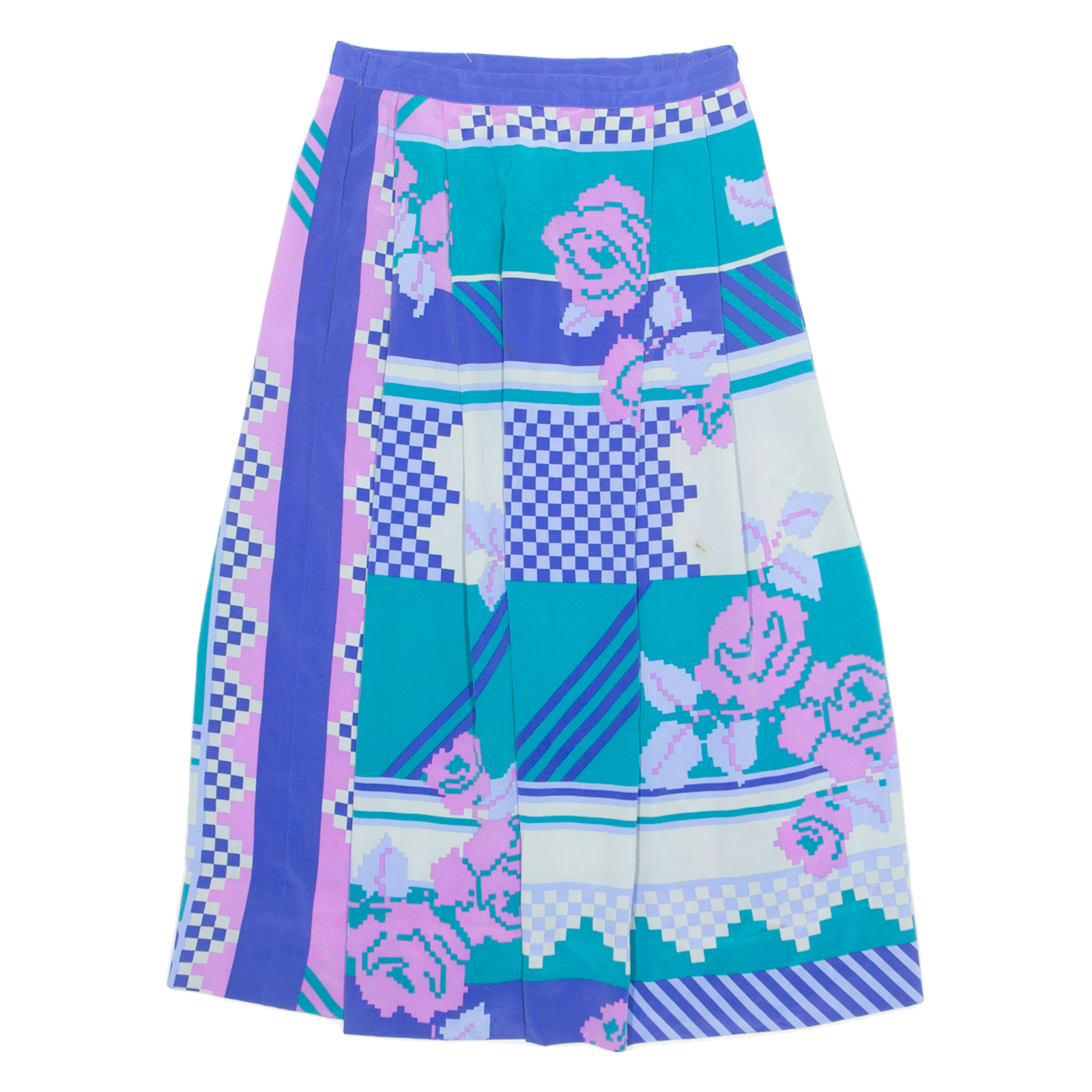 Womens A-Line Skirt Blue Knee Length Crazy Pattern UK 6 Refurbished - N/A refurbished available on Cerqular