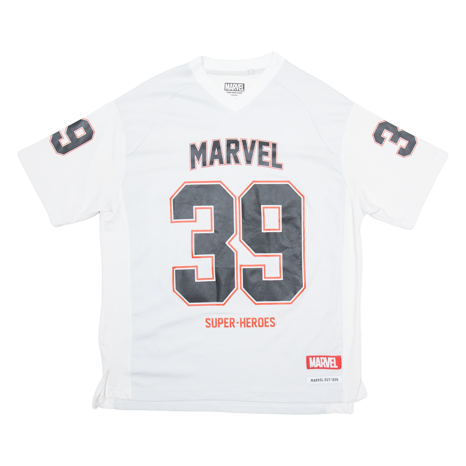 MARVEL 39 Super-heroes Mens Jersey White V-Neck M Refurbished - N/A refurbished available on Cerqular