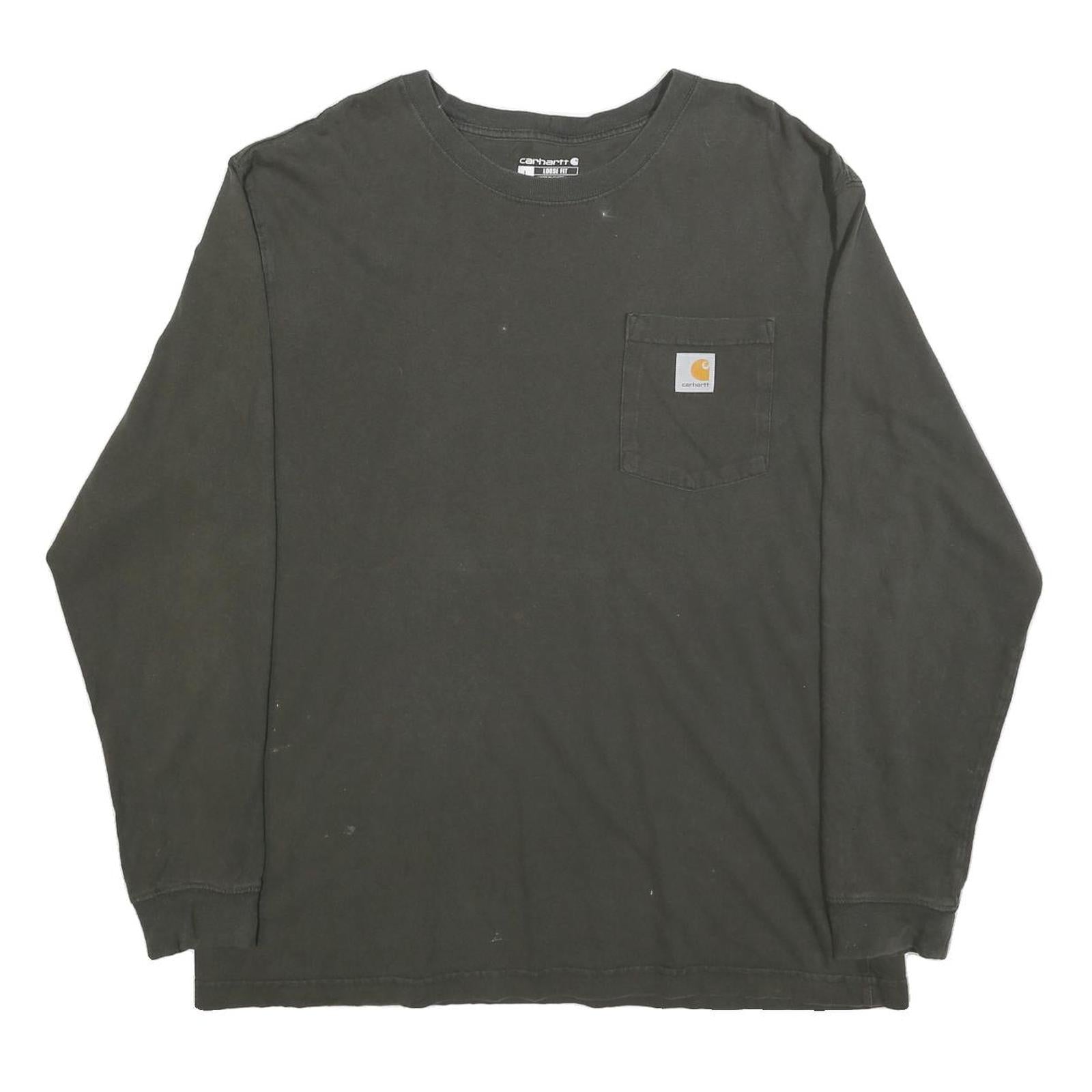 CARHARTT Mens Black Long Sleeve Crew Neck Pocket Logo L Cotton Blend T-Shirt Refurbished - N/A refurbished available on Cerqular