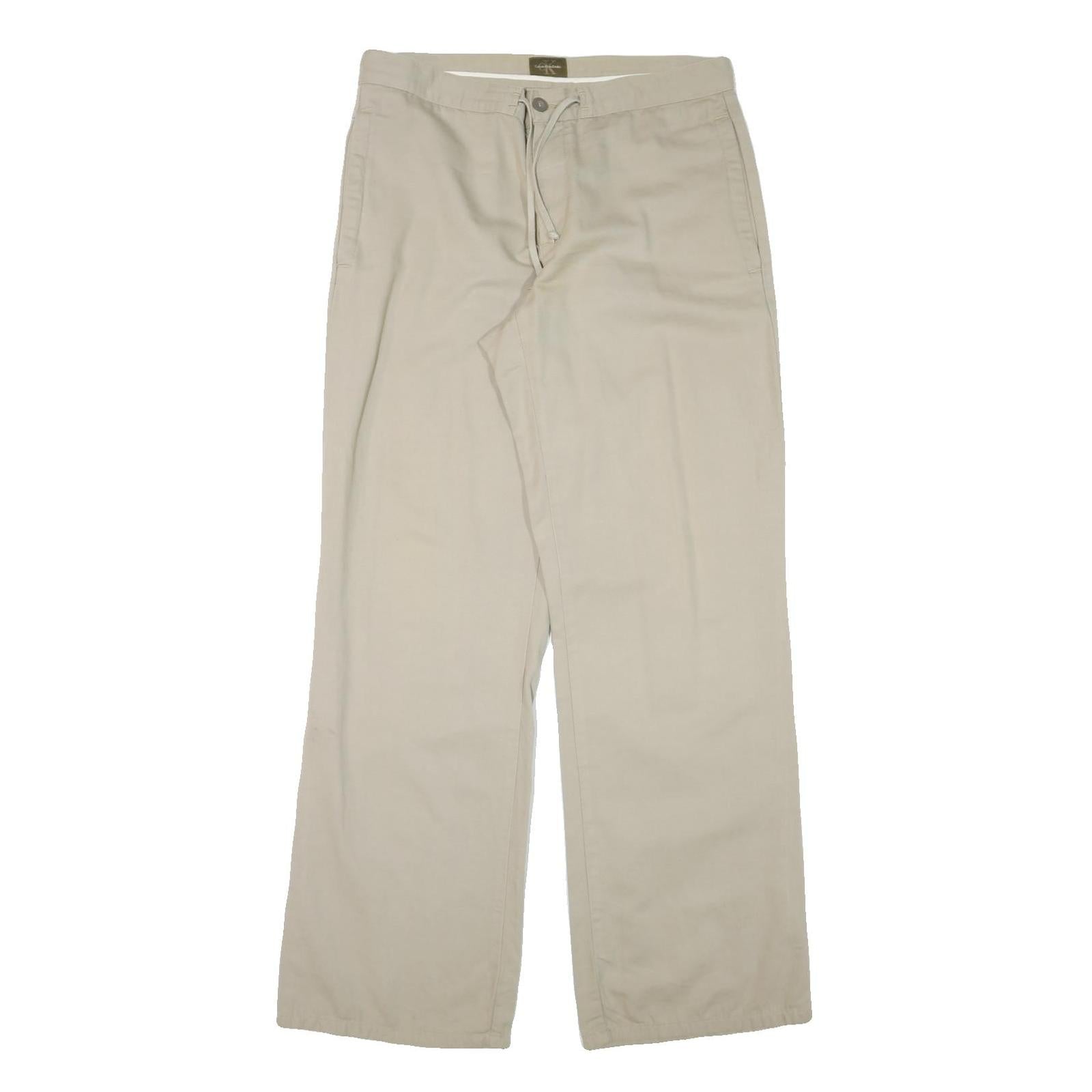 CALVIN KLEIN Mens Cotton Blend Beige Relaxed Straight Trousers W34 L34 Refurbished - N/A refurbished available on Cerqular