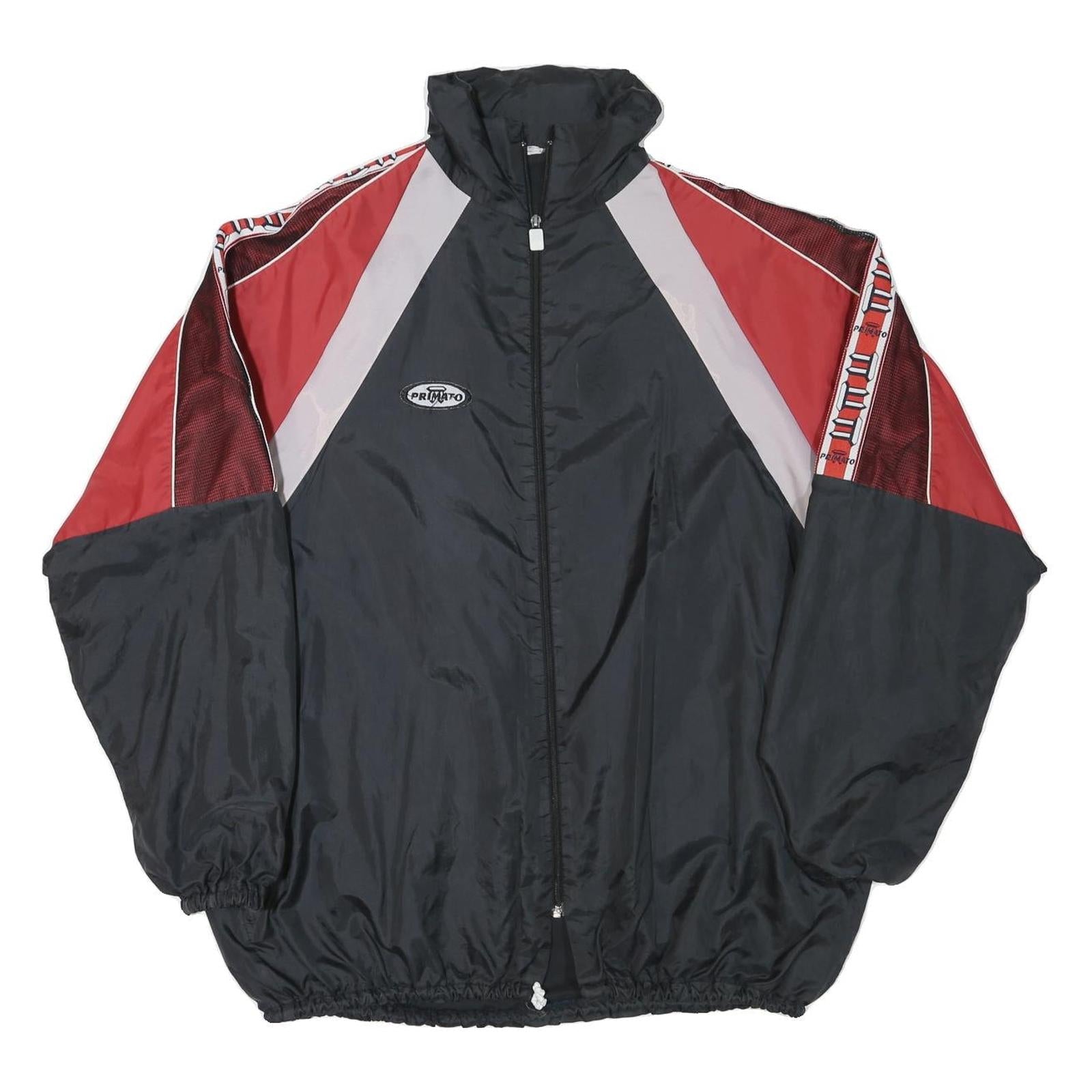Mens Black & Red Polyester Blend Track Jacket 2XL Zip Closure Retro Style Refurbished - N/A refurbished available on Cerqular
