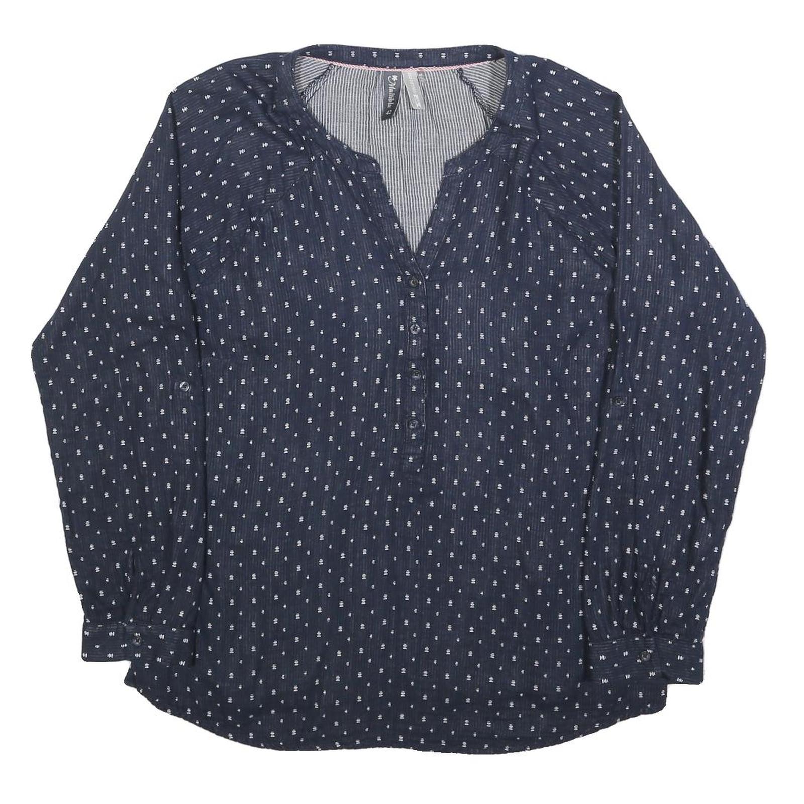 MULTIBLU Womens Blue Printed Shirt Long Sleeve Button Neck L Cotton Blend Refurbished - N/A refurbished available on Cerqular