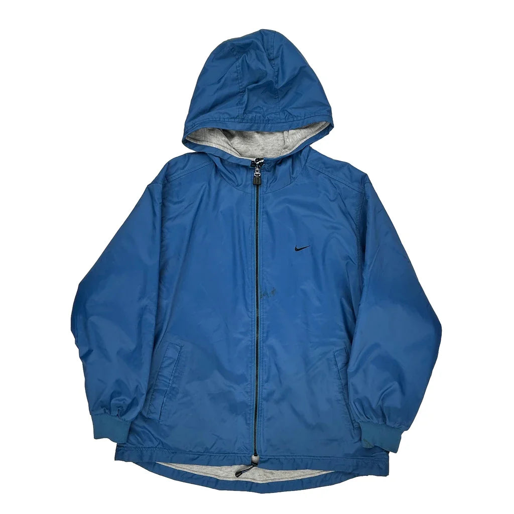 Age 12-13 Nike Jacket - Large Blue Polyester Refurbished - Thrifted (note: this is a term often used to describe second- refurbished available on Cerqular